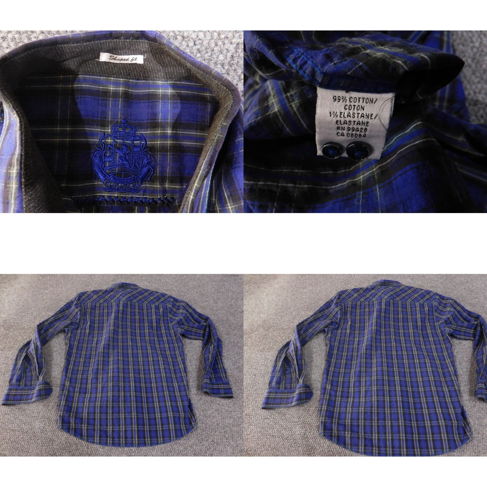 BUGATCHI Bugatchi Shirt Mens Medium Plaid Long Sleeve Shaped Fit Stretch Classic Size US M / EU 48-50 / 2 - 8 Thumbnail