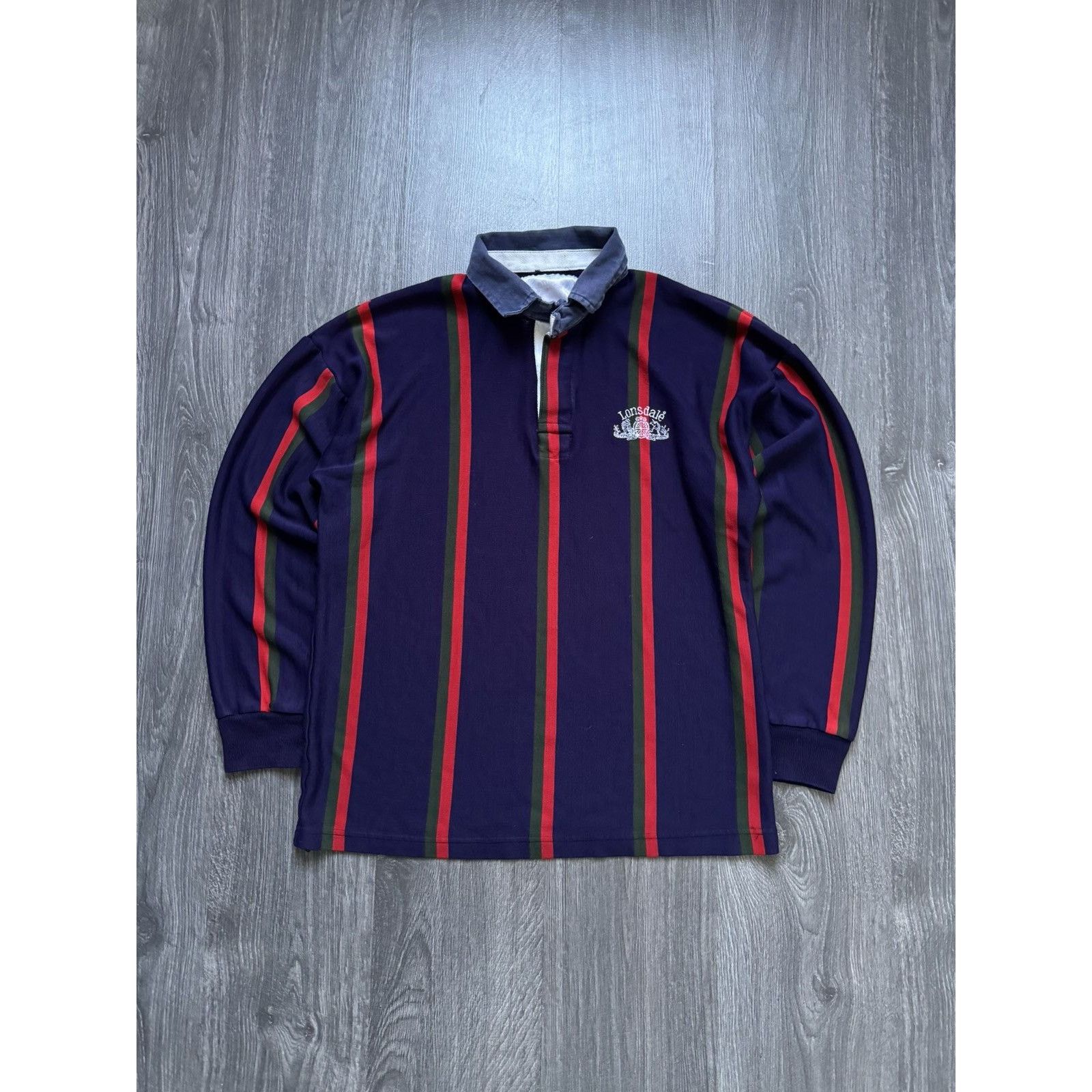 Lonsdale × Vintage 90s Vintage Lonsdale Striped Rugby Longsleeve Size US L / EU 52-54 / 3 - 1 Thumbnail