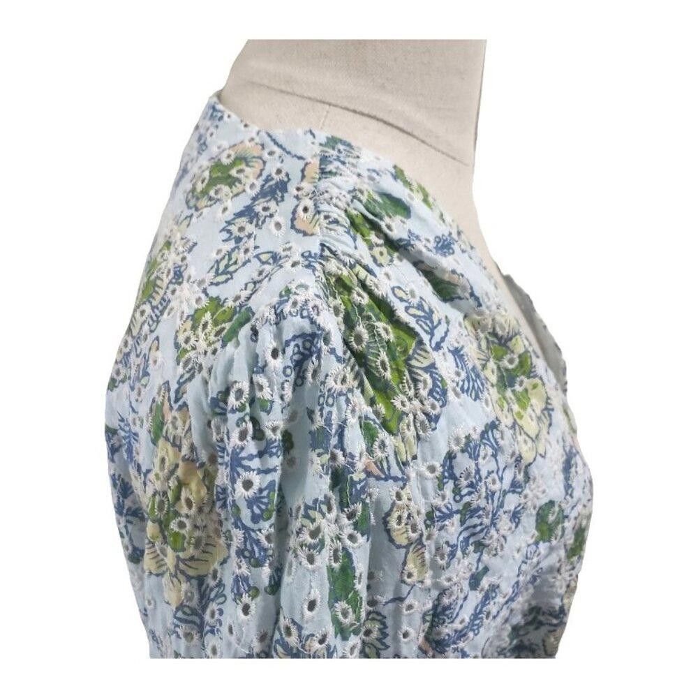 7 For All Mankind CT1744 7 For All Mankind Embroidered Poplin Sleeve Top L Size L / US 10 / IT 46 - 3 Thumbnail