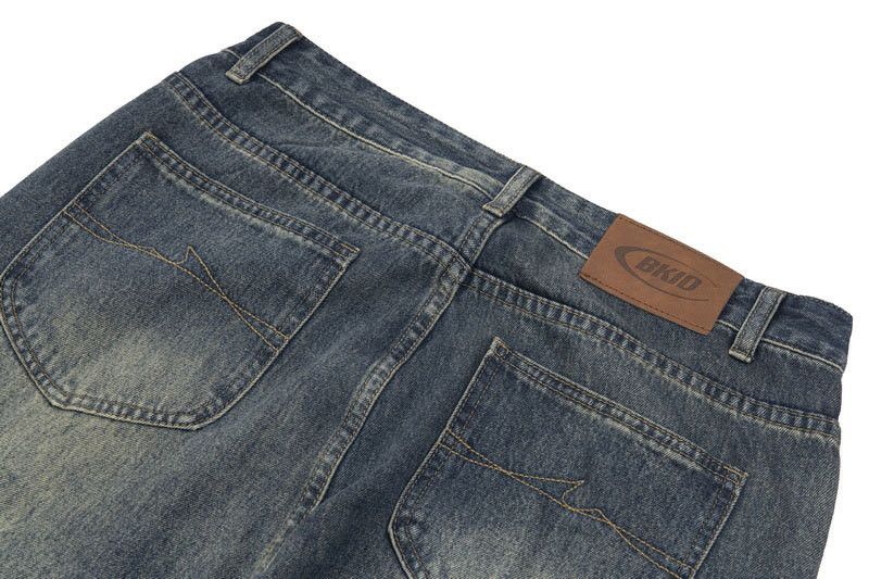 Vintage Retro washed distressed street letter print jeans for men Size US 32 / EU 48 - 5 Thumbnail