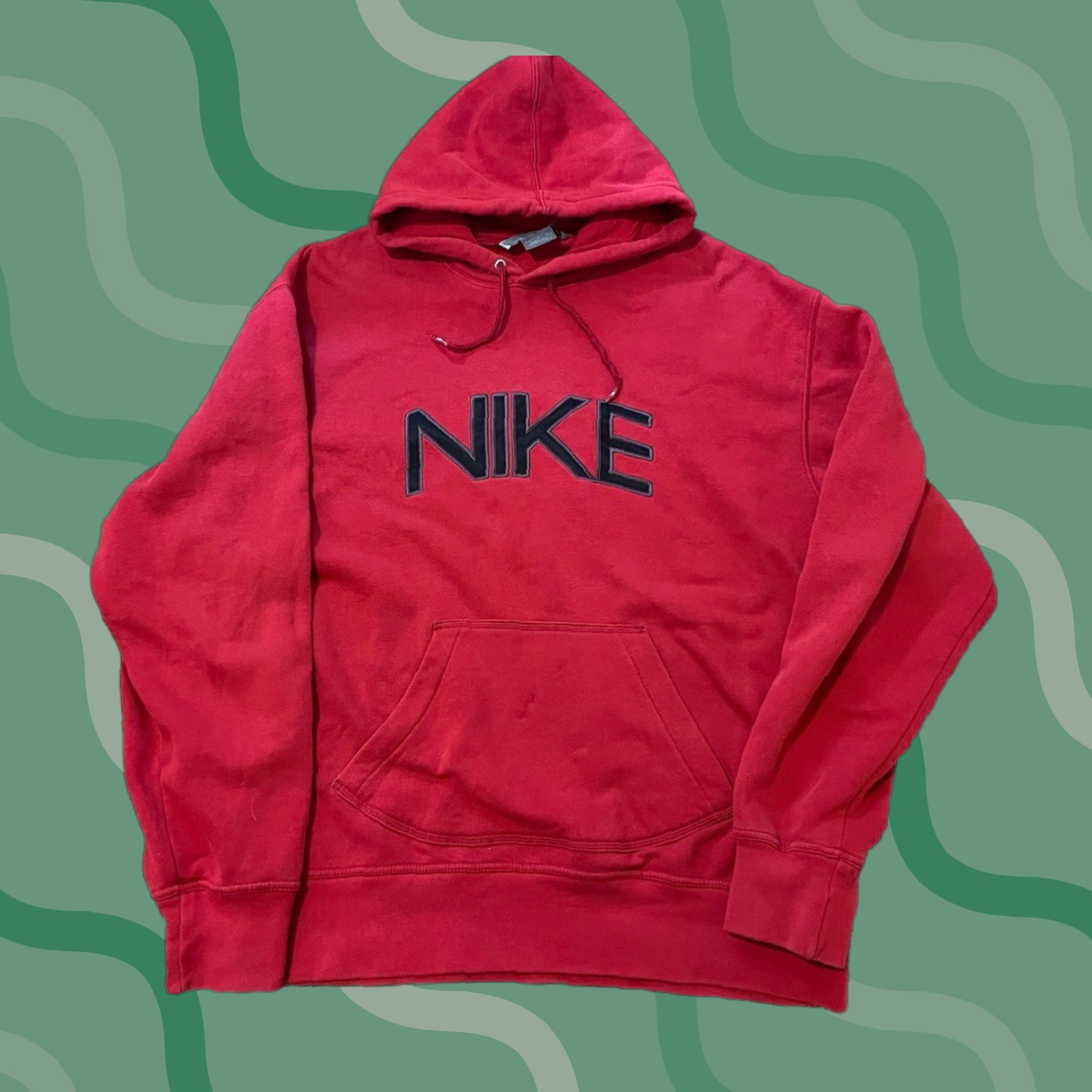 Nike VINTAGE Nike Hoodie Mens XL Red Embroidered Logo Big Swoosh, 90s Y2K, Pullover, Fleece, Heavyweight, Drawstring Hooded, Pockets, Graphic Print Size US XL / EU 56 / 4 - 1 Thumbnail