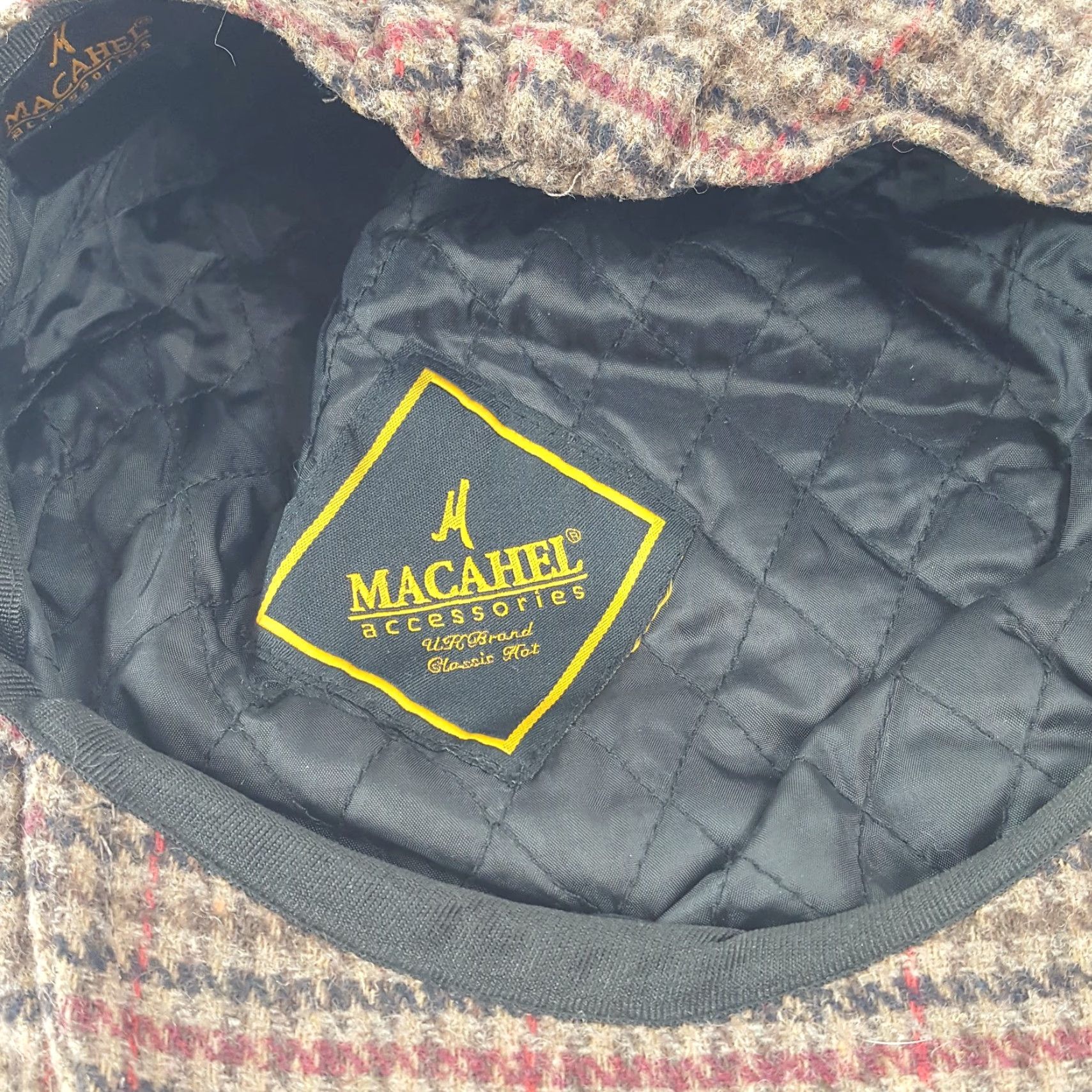 Vintage VINTAGE Macahel Houndstooth Plaid Newsboy Cap Size Medium Brown Tweed 90s Mens Size ONE SIZE - 7 Thumbnail