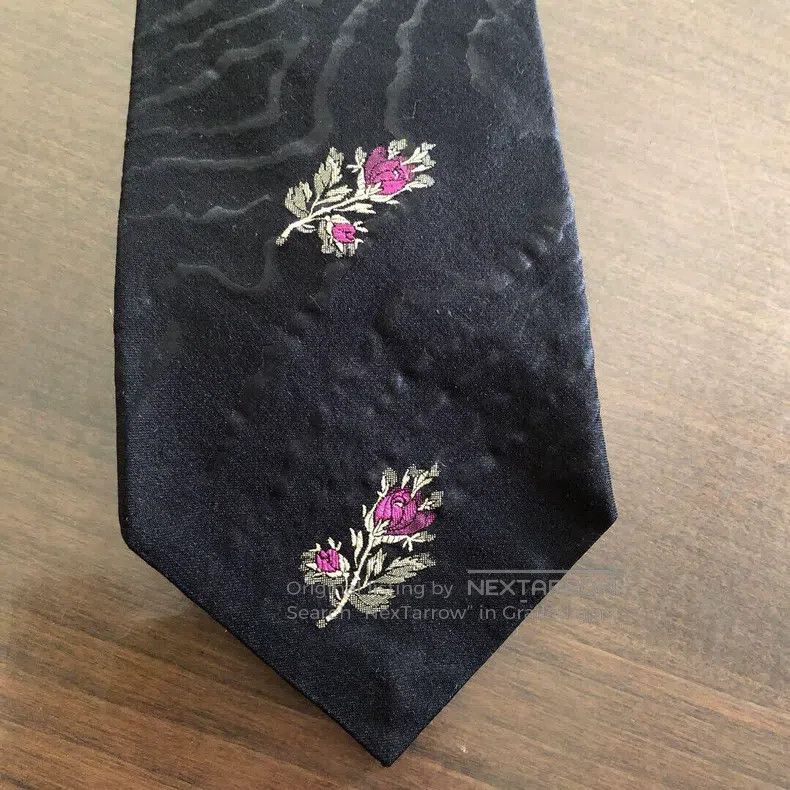 Dries Van Noten Dries Van Noten Embroidered Water Wave Pattern Silk Tie Size ONE SIZE - 6 Thumbnail