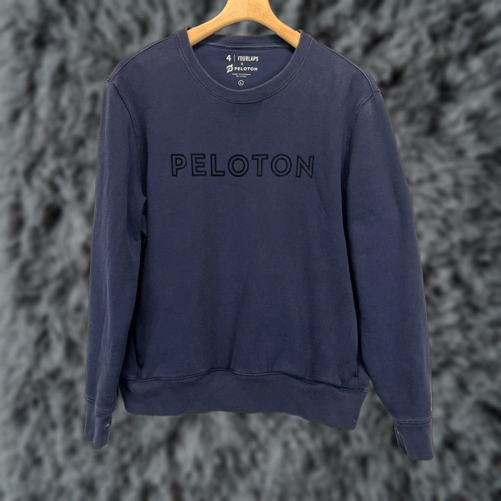 Vintage VINTAGE Peloton x Four Laps Sweatshirt Crew Neck Men's L Navy Zipper Pockets Sports Cycling Size US L / EU 52-54 / 3 - 1 Thumbnail