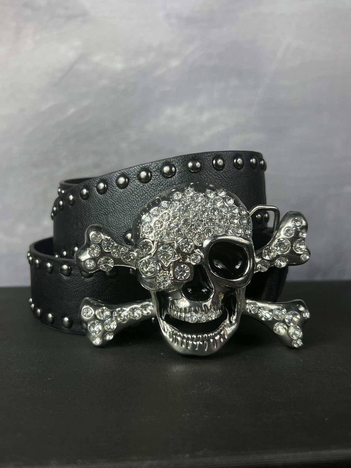 Other Big Skull Rhinestones Y2K Belt Gothic Grunge Punk Style Size 30 - 3 Thumbnail