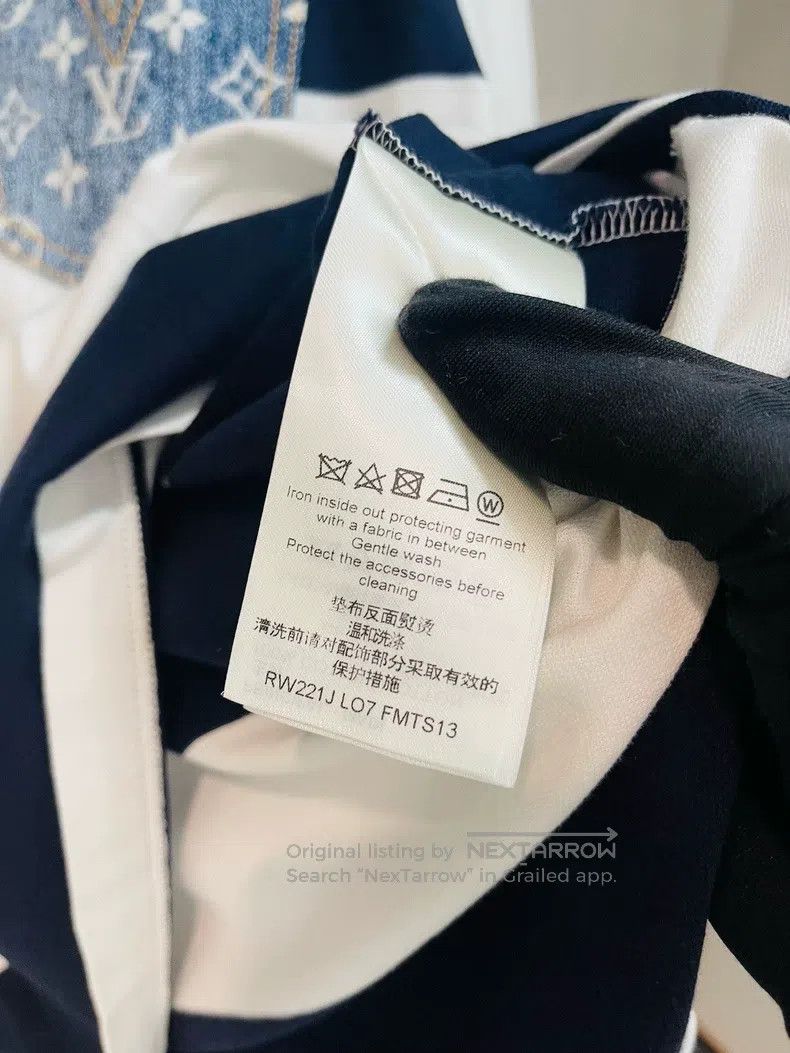 Louis Vuitton Louis Vuitton Navy striped logo denim paneled short sleeve Size L / US 10 / IT 46 - 4 Thumbnail