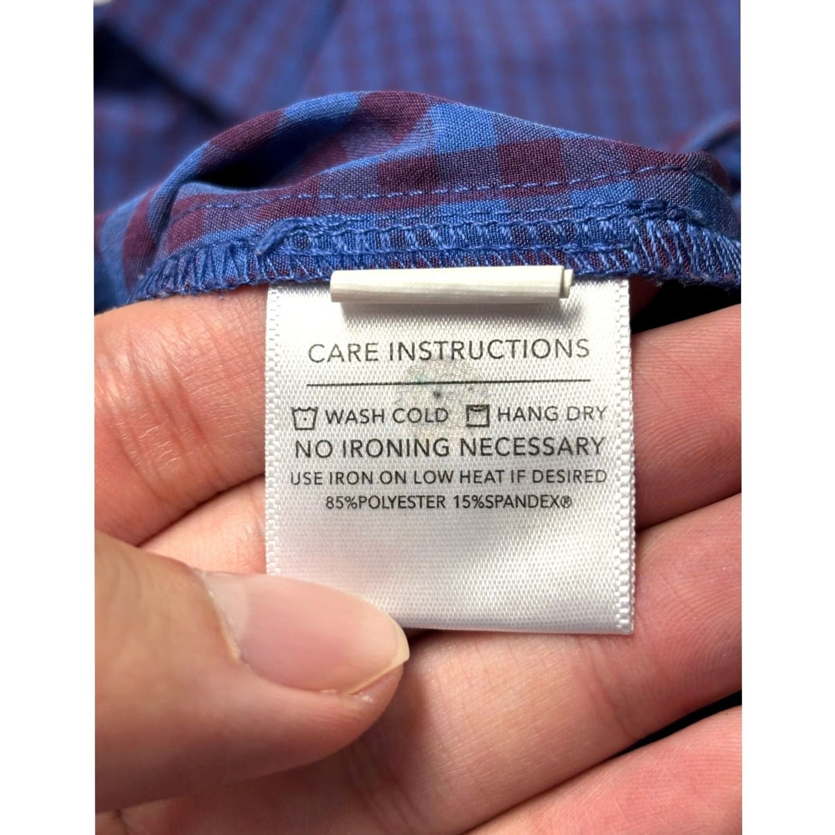 Mizzen+Main Mizzen+Main Leeward Mens Large Trim Fit Gingham Dress Shirt Blue Purple Size 42R - 5 Thumbnail