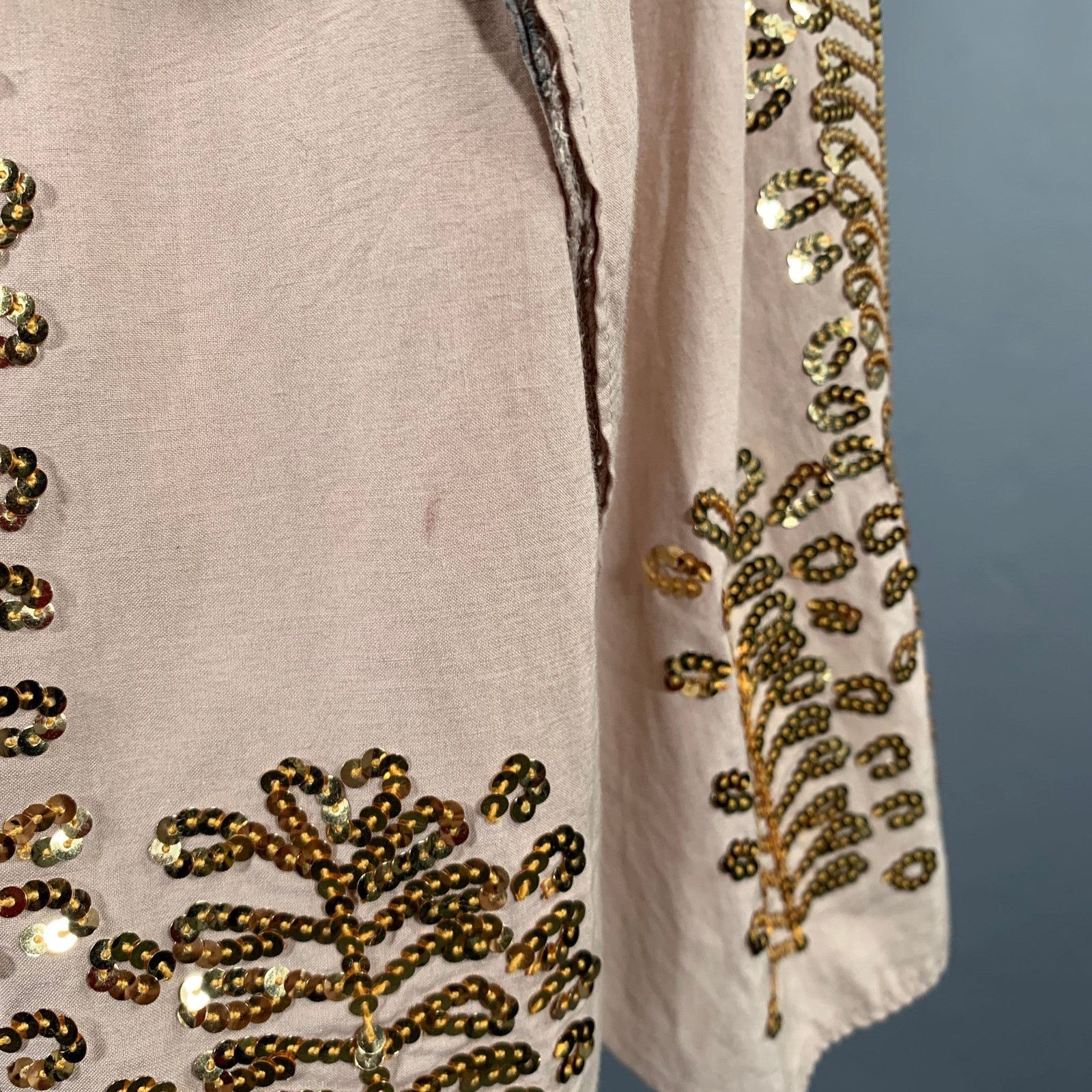 Cosmic Wonder Size S Khaki Beige Silk Cotton Embroidered Oversized Dress Size S / US 4 / IT 40 - 8 Thumbnail