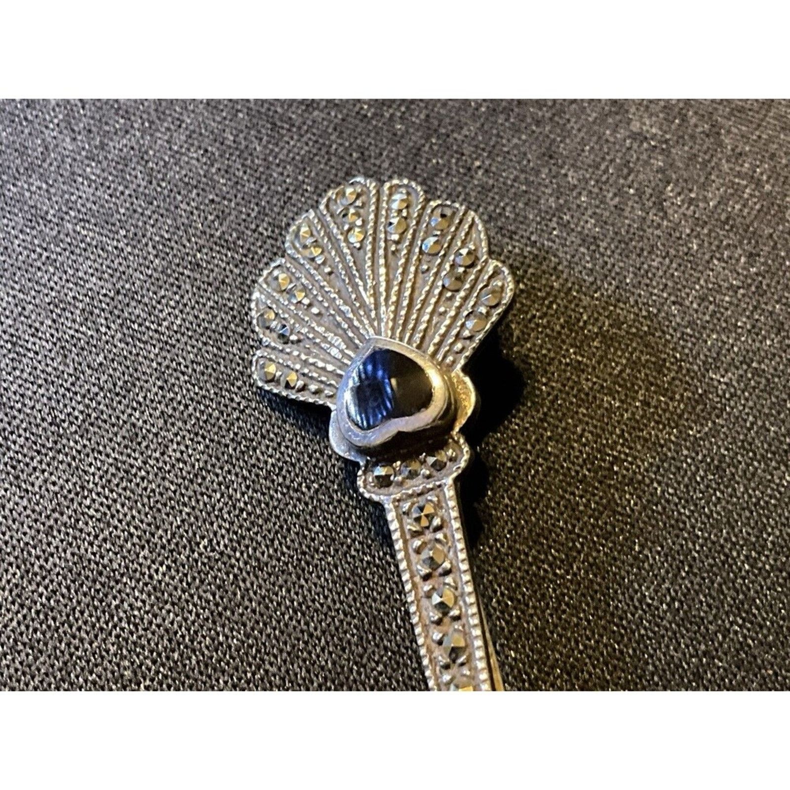 MCM 925 Marcasite and Onyx MCM Brooch Size ONE SIZE - 3 Thumbnail
