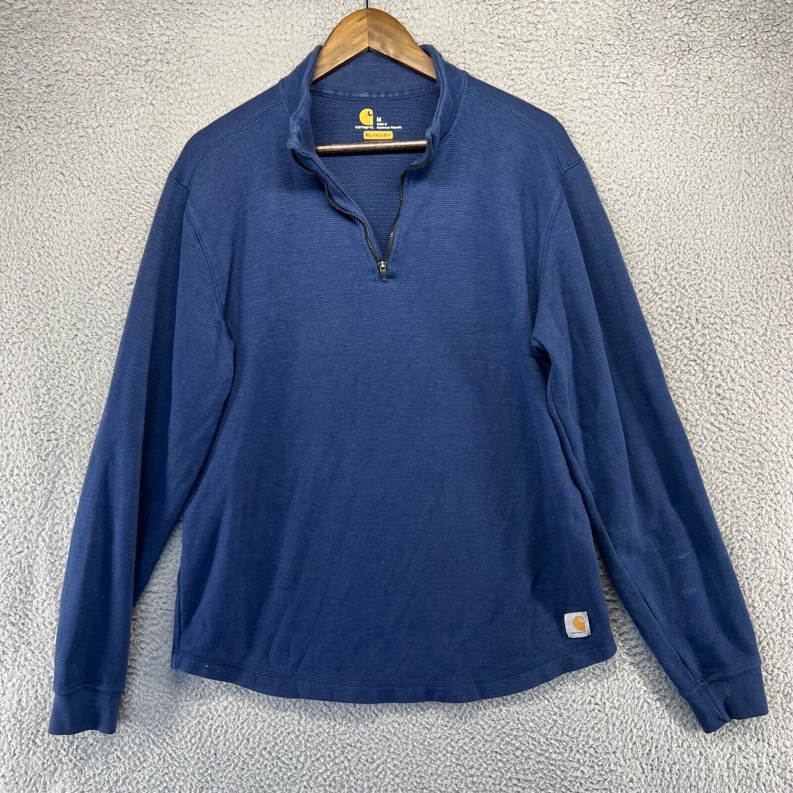 Carhartt Carhartt Sweater Men's Medium Blue 1/4 Zip Pullover Relaxed ...