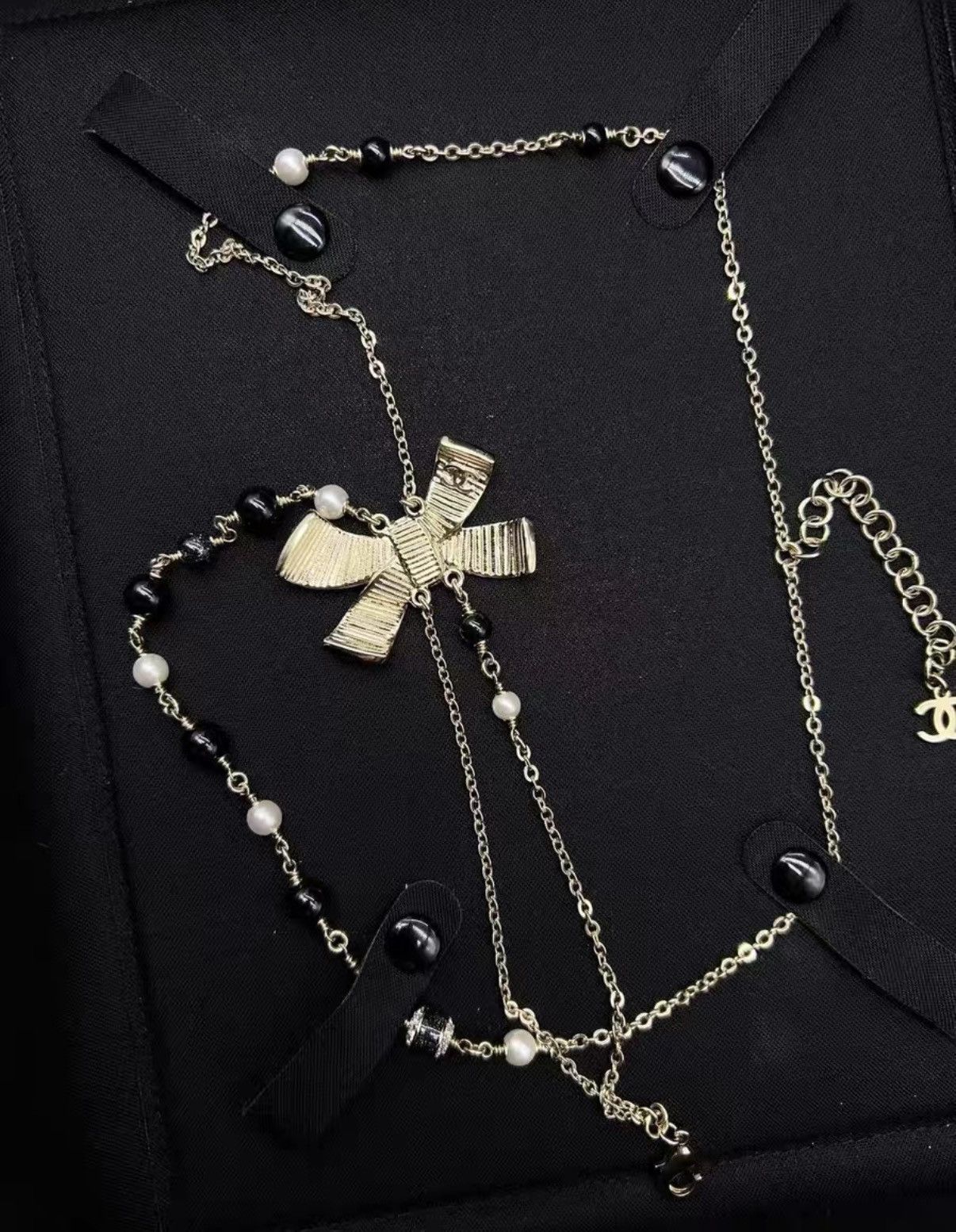 Chanel Chanel 2025 new black bow double-chain necklace J38 Size ONE SIZE - 3 Thumbnail