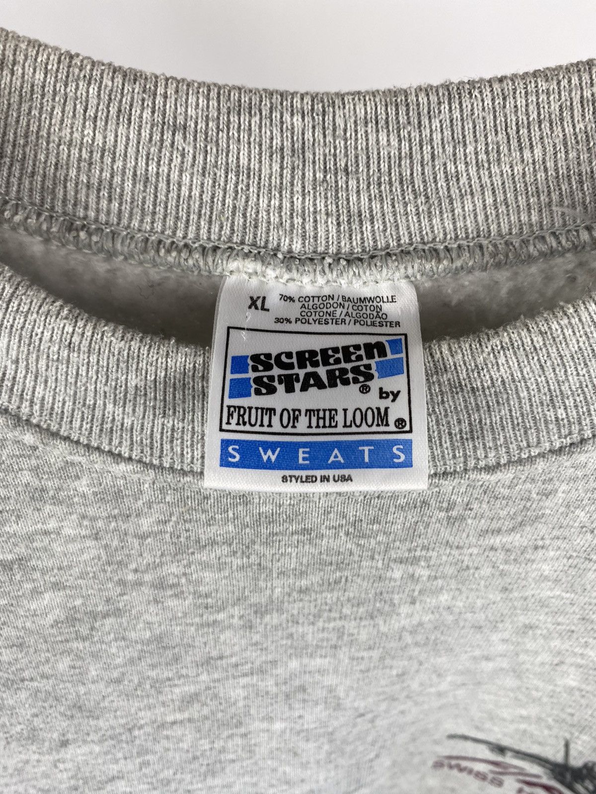 Fruit Of The Loom × Vintage Vintage 90s Swiss Hornet Team F/A-18 Fighter Jet Sweatshirt Size US L / EU 52-54 / 3 - 3 Thumbnail