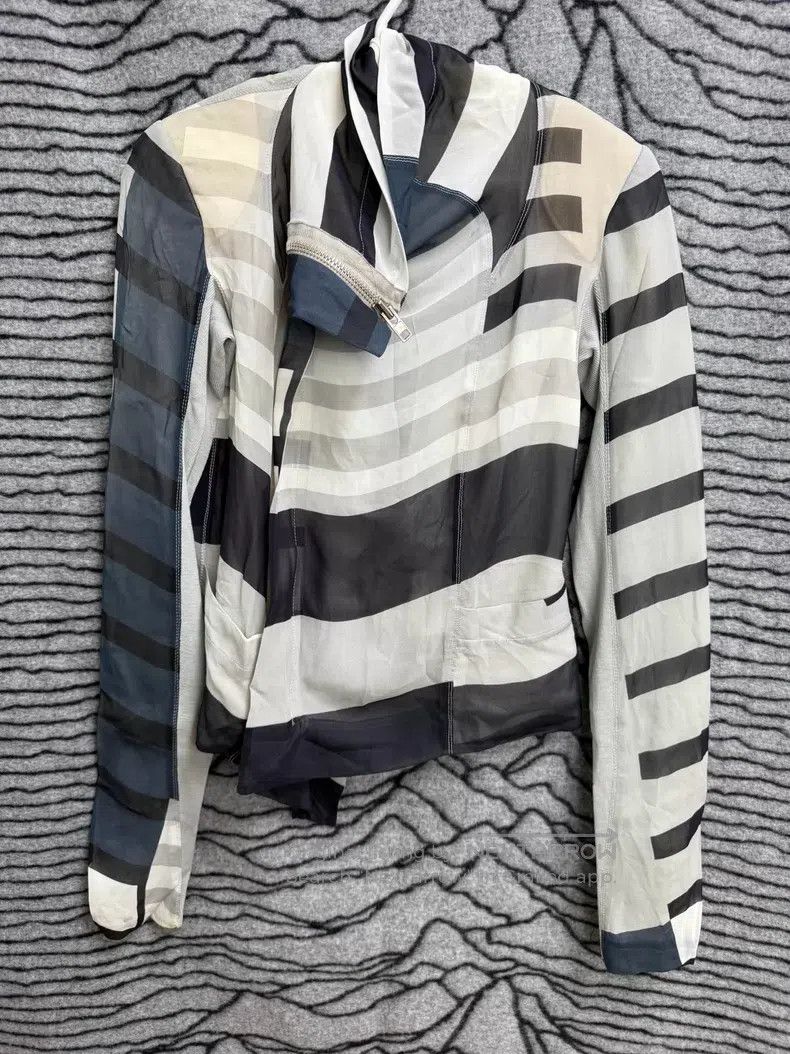 Rick Owens Rick Owens Chiffon and mesh striped biker jacket Size XS / US 0-2 / IT 36-38 - 1 Thumbnail