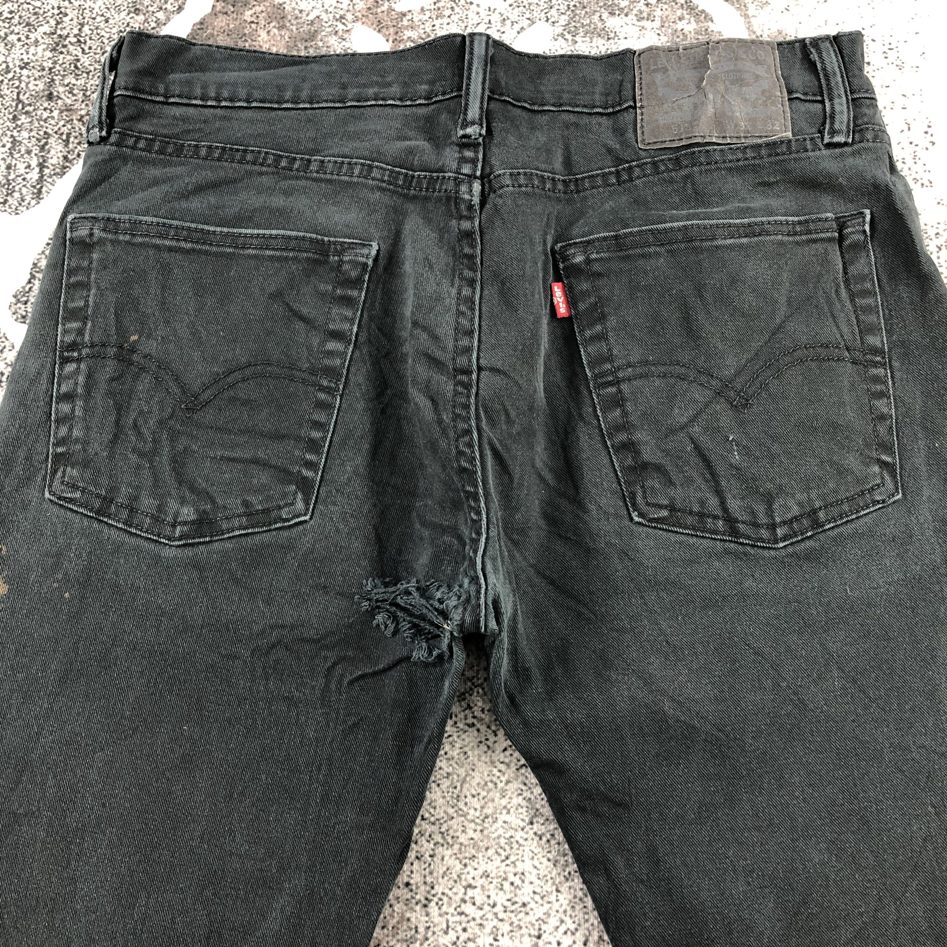 Levi's Levis 513 Jeans Distress Black Denim KJ979 Size US 33 - 4 Thumbnail