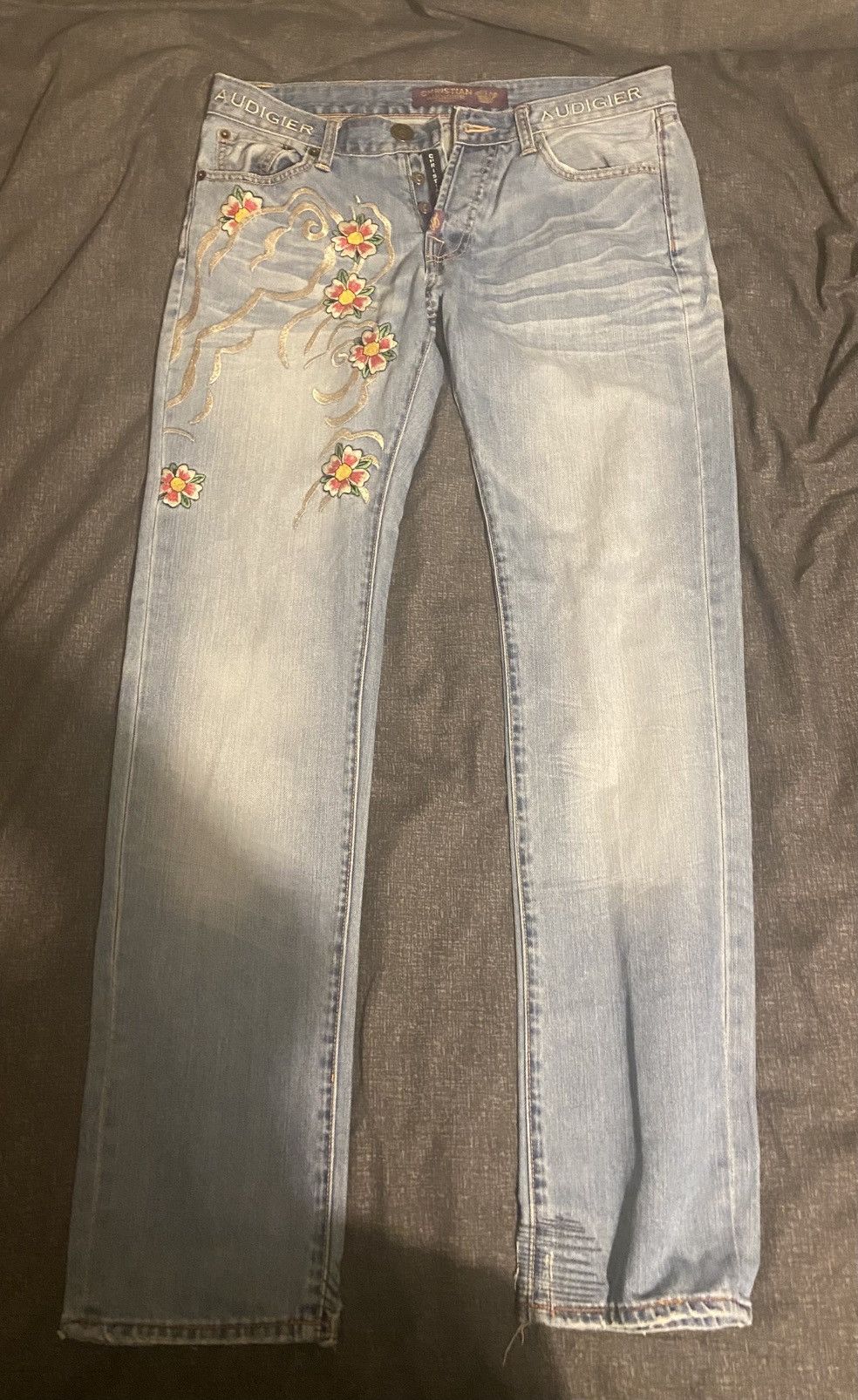 Christian Audigier × Ed Hardy Vintage Christian Audigier Embroidered Jeans Size US 32 / EU 48 - 1 Thumbnail