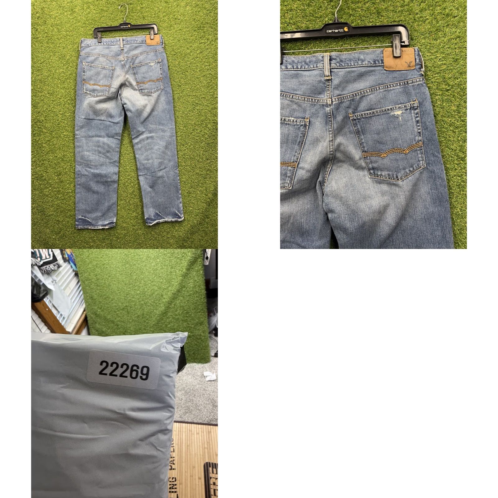 American Eagle Outfitters American Eagle Outfitters Jeans Mens 33x32 Blue Denim 5-Pocket Relaxed Bootcut Mid Rise 100% Cotton Leather Logo Size US 33 - 8 Thumbnail