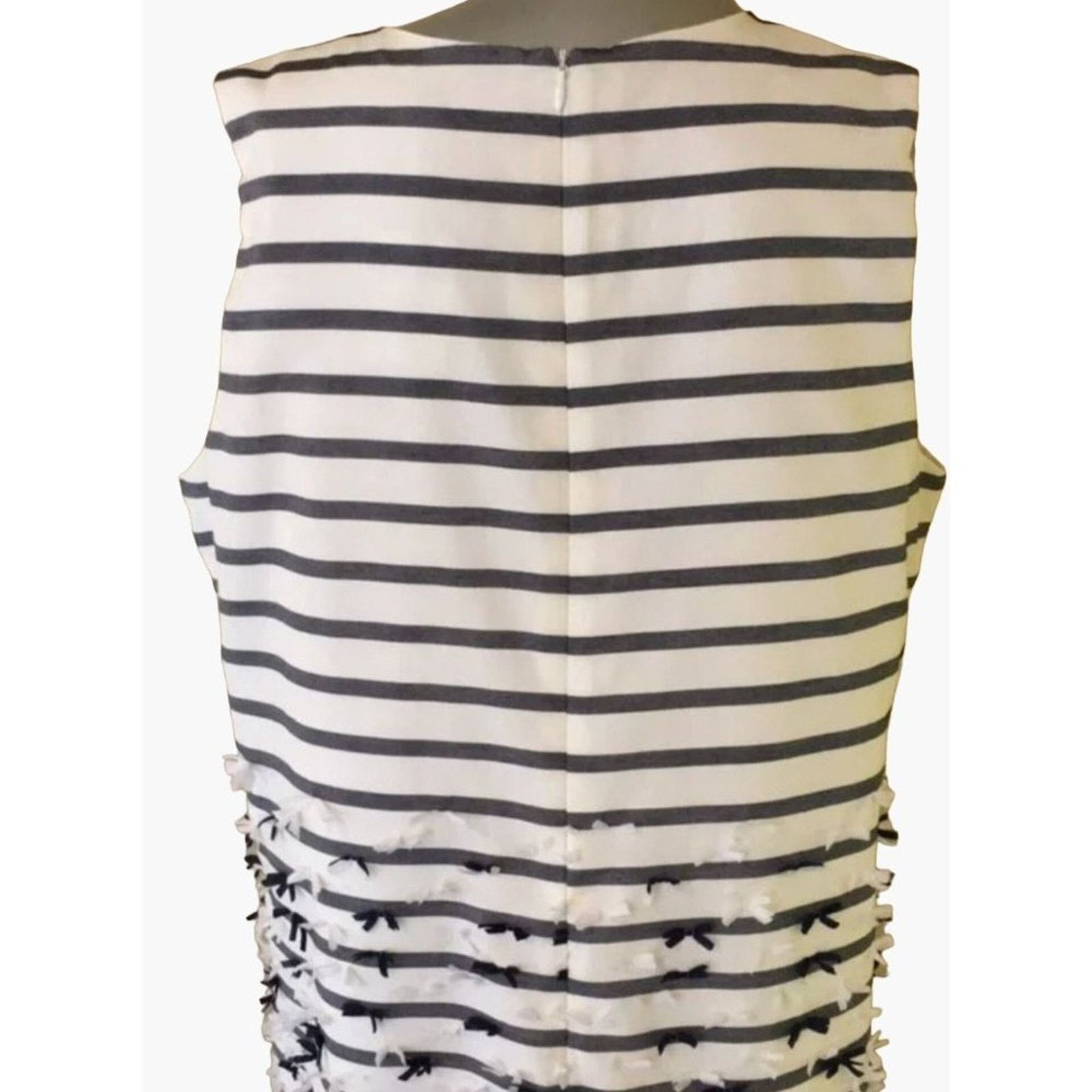 J.McLaughlin J. McLaughlin Jane Dress 10 White Navy Striped Bows Size L / US 10 / IT 46 - 13 Thumbnail