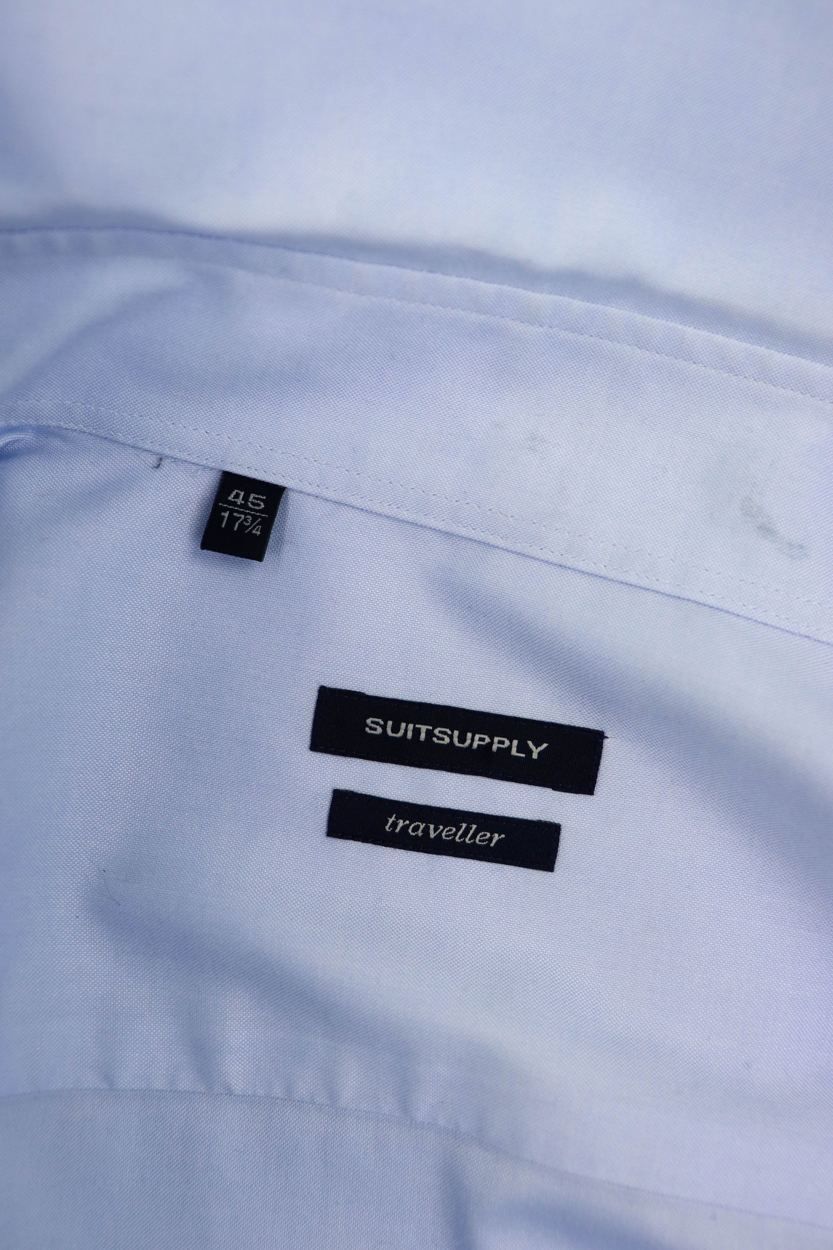 Suitsupply Suitsupply Light Blue Pure Cotton Slim Fit Traveller Shirt Size US XXL / EU 58 / 5 - 8 Thumbnail