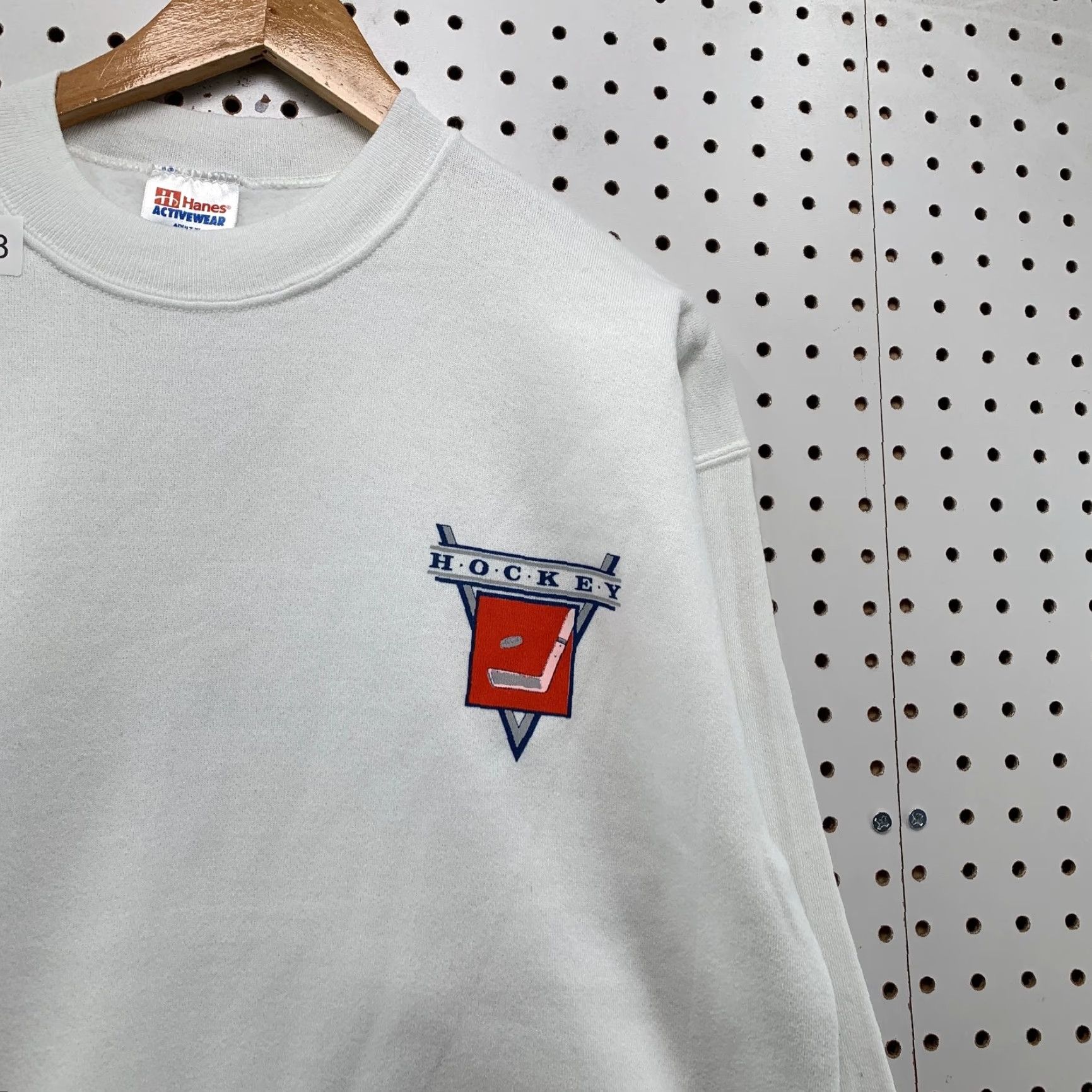 Hanes VINTAGE Hanes Sweatshirt Hockey Mens XL White 90s Knit Fleece Coaches Known Score USA Mens Size US XL / EU 56 / 4 - 6 Thumbnail