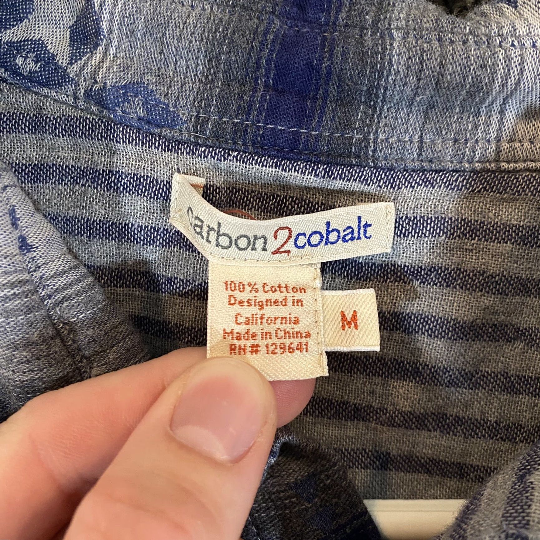 Carbon2Cobalt Carbon 2 Cobalt Shirt Mens Medium Aztec Southwestern Blue Gray Flannel Button Up Size US M / EU 48-50 / 2 - 3 Thumbnail