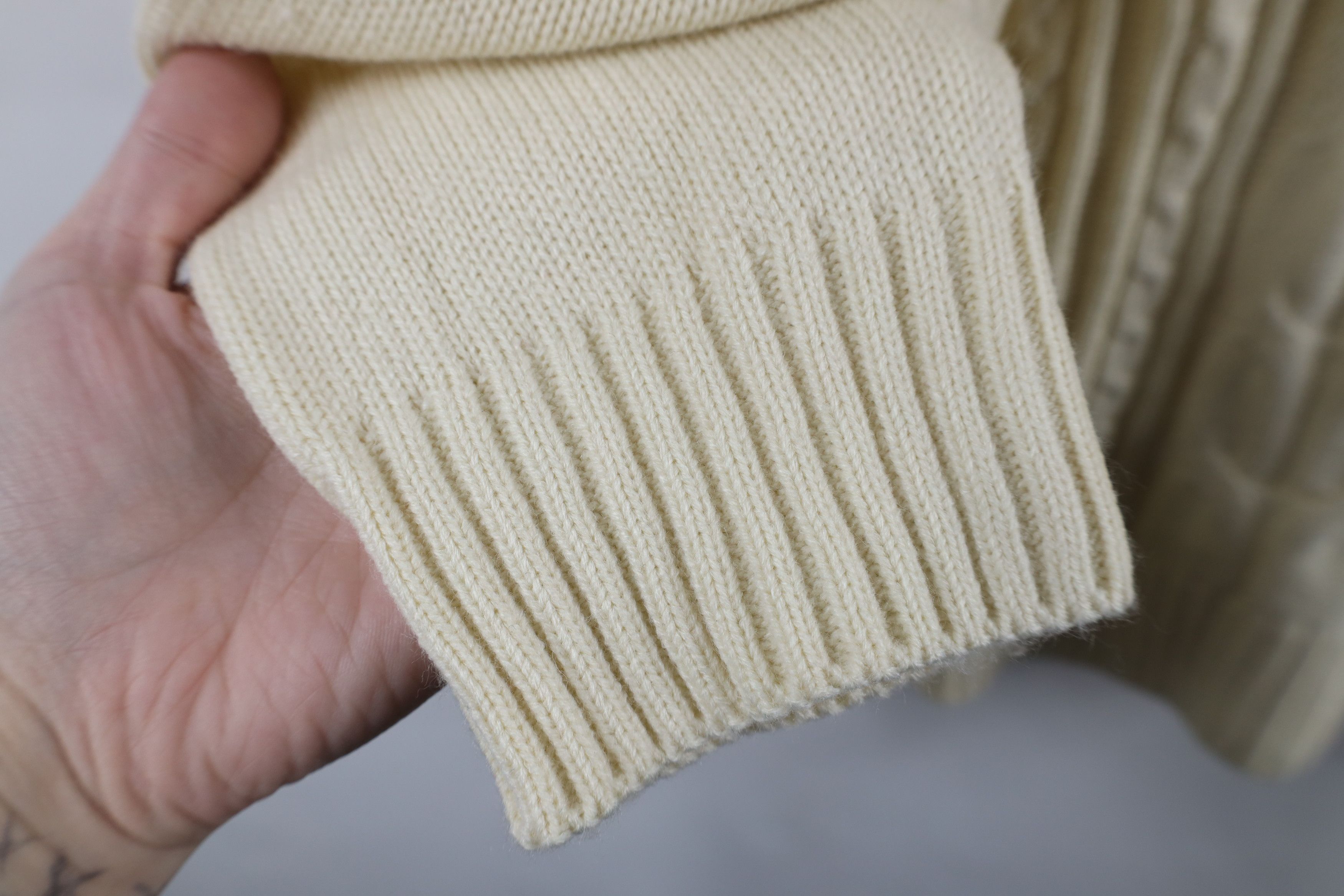 Vintage Vintage 90s Streetwear Ribbed Cable Knit Sweater Beige Size L / US 10 / IT 46 - 6 Thumbnail