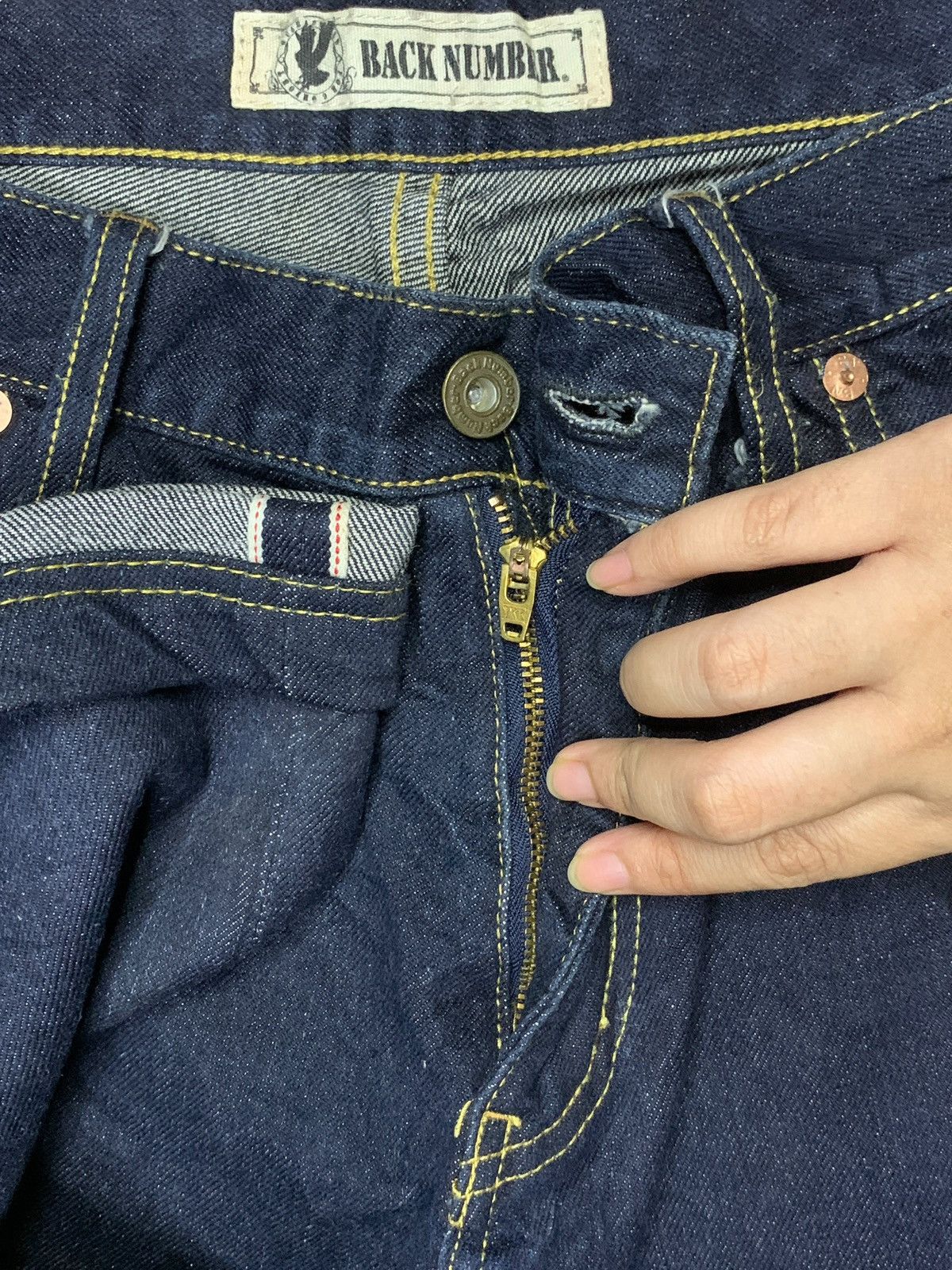 JNCO × Japanese Brand Vintage Back Number Selvedge Raw Denim Loose Jean Shorts Size US 32 / EU 48 - 4 Thumbnail