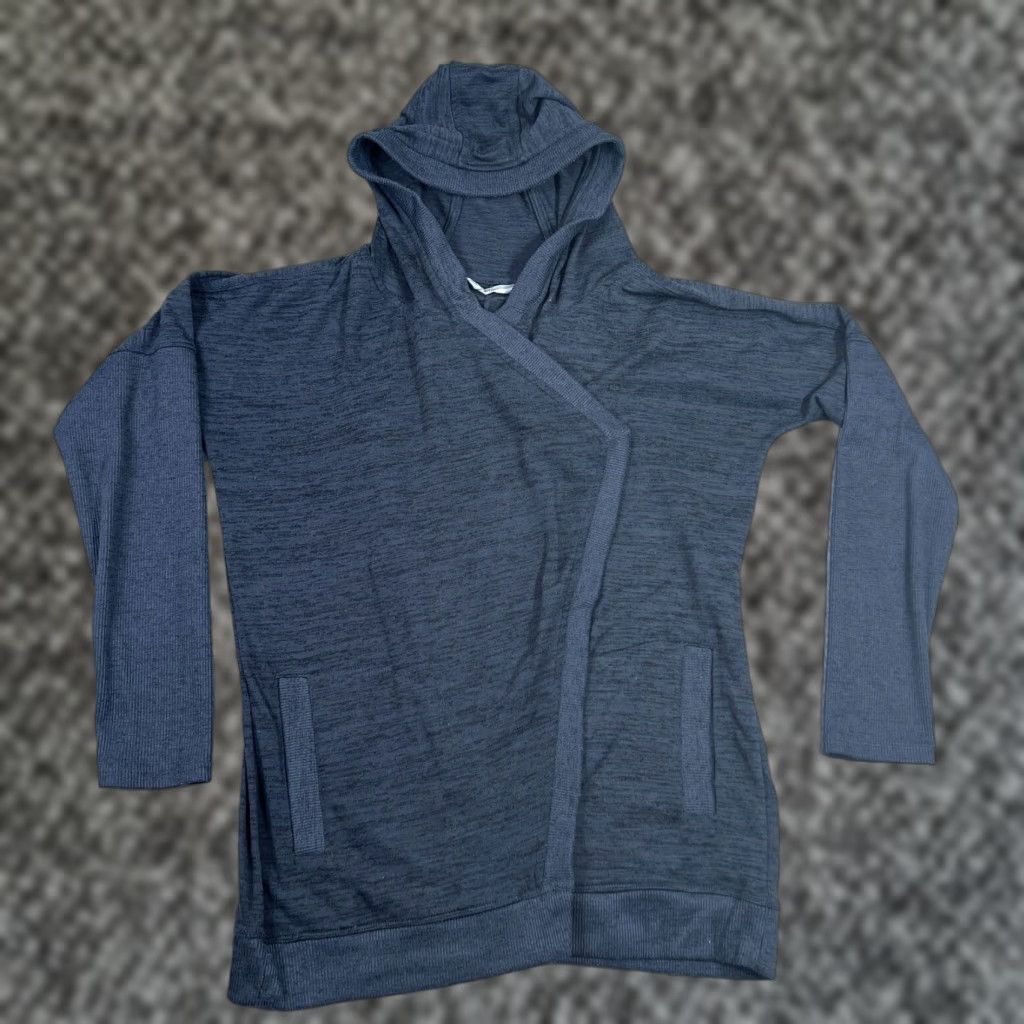Athleta Athleta Cardigan Sweater M Blissful Wrap Hooded Open Gray Size M / US 6-8 / IT 42-44 - 1 Thumbnail