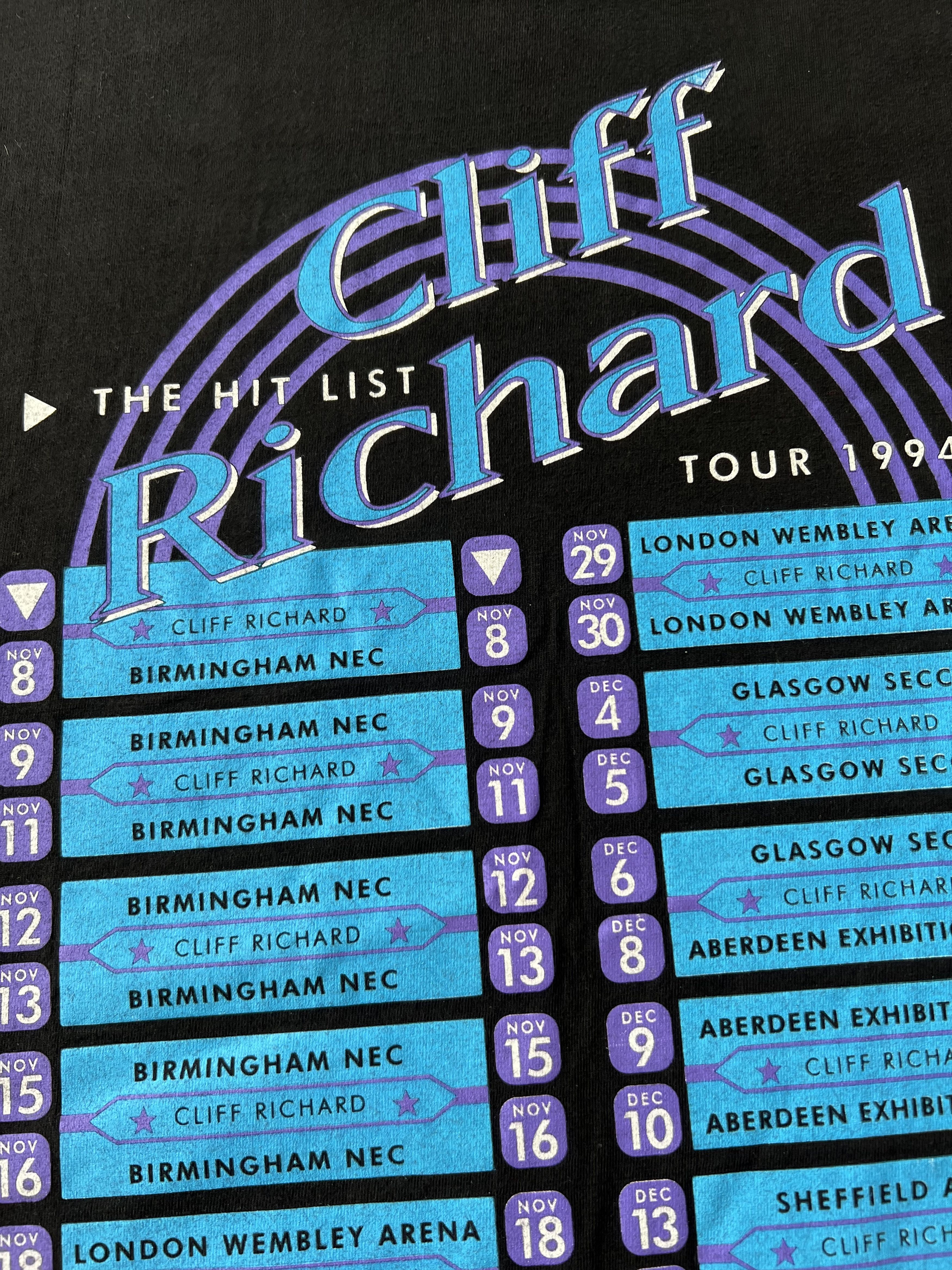 Band Tees Vintage 1994 Cliff Richard The Hit List Tour Black T-shirt Size US M / EU 48-50 / 2 - 13 Thumbnail
