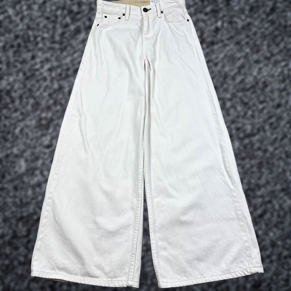 Rag & Bone Rag & Bone Sofie High Rise Ultra Wide Leg Jeans Ecru Womens 28x31 27 Size 27" / US 4 / IT 40 - 1 Thumbnail