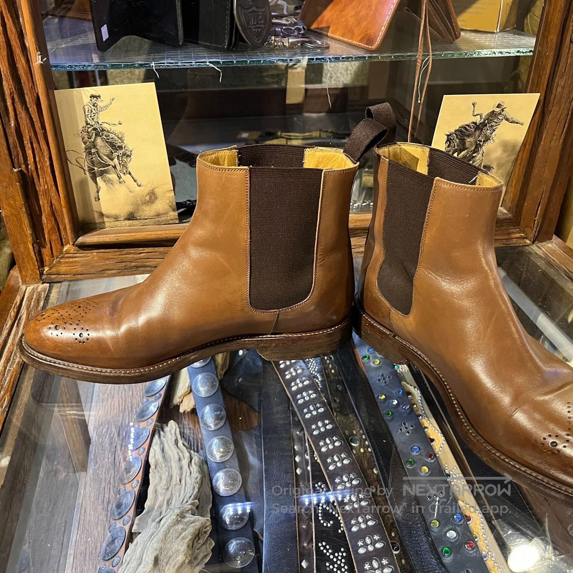 RRL Ralph Lauren brown chelsea boots with brogue detailing. Size US 8.5 / EU 41-42 - 4 Thumbnail
