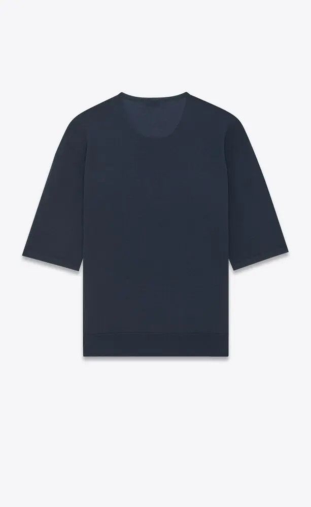 Saint Laurent Paris o1bcso1str0924 Top In Cashmere Wool Ands Silk in Blue Size US M / EU 48-50 / 2 - 2 Thumbnail