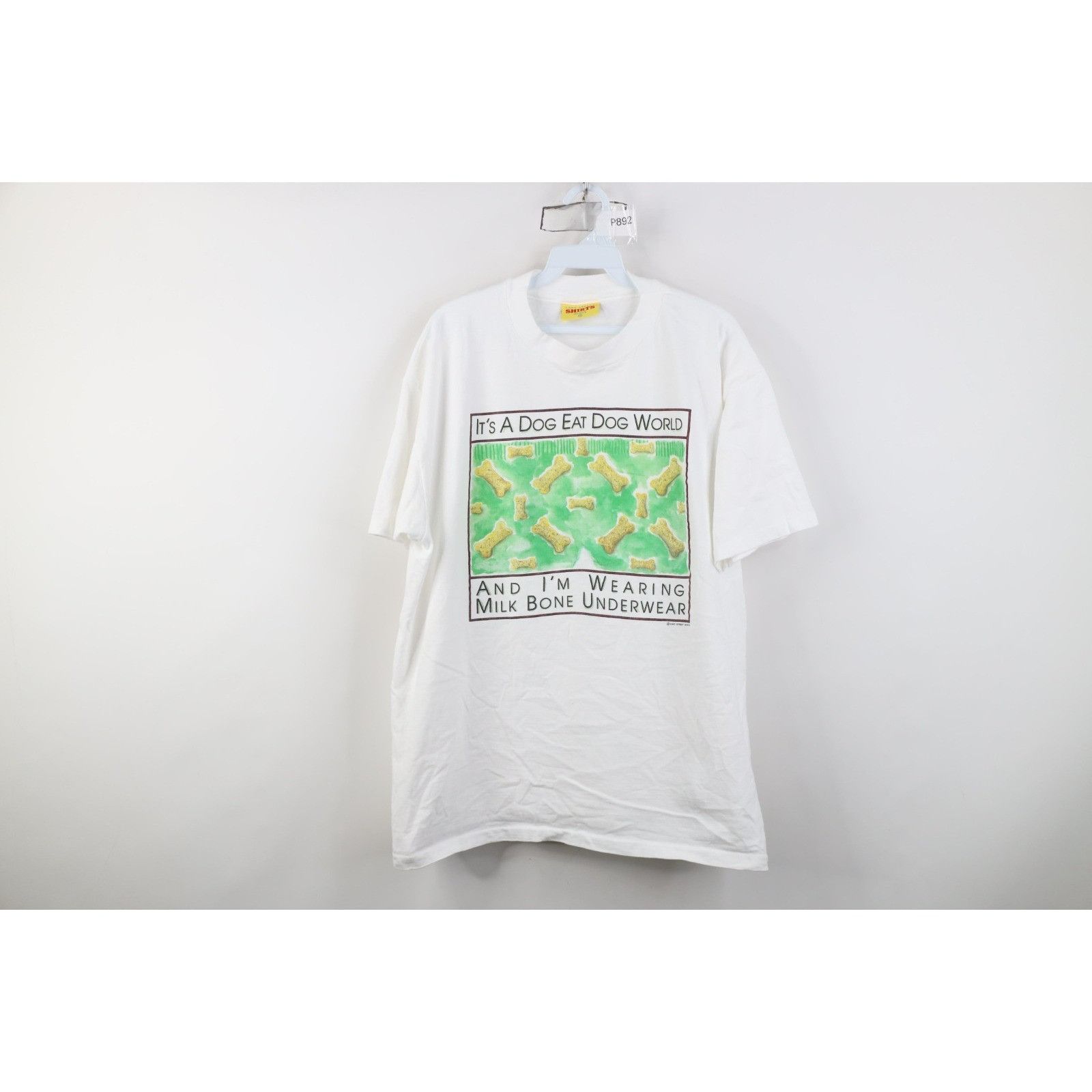 Vintage Vintage 90s Its A Dog Eat Dog World Milk Bone T-Shirt Size US XL / EU 56 / 4 - 1 Thumbnail