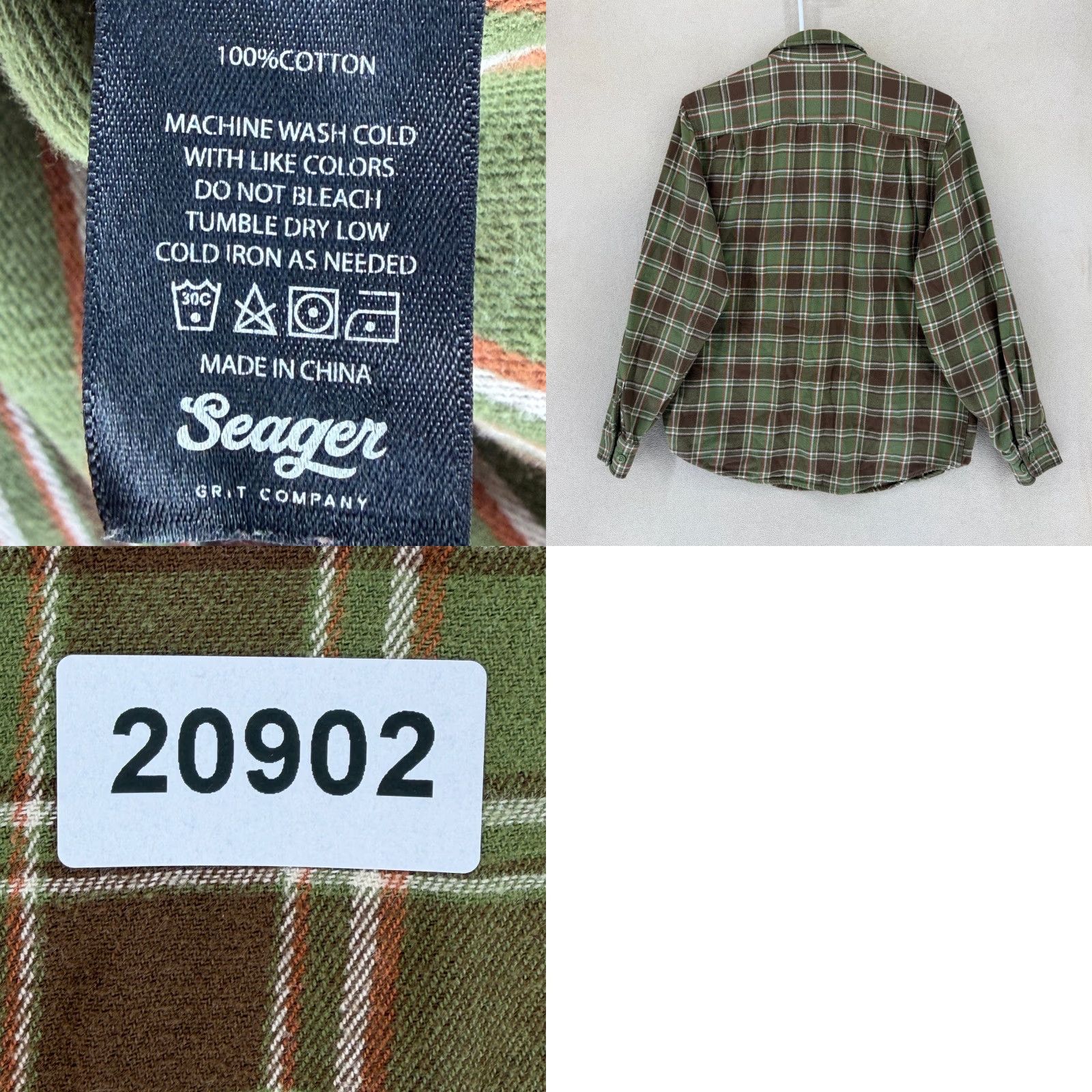 Vintage Seager Mens Flannel Long Sleeve Button Up Shirt Green Plaid Size L Size US L / EU 52-54 / 3 - 8 Thumbnail