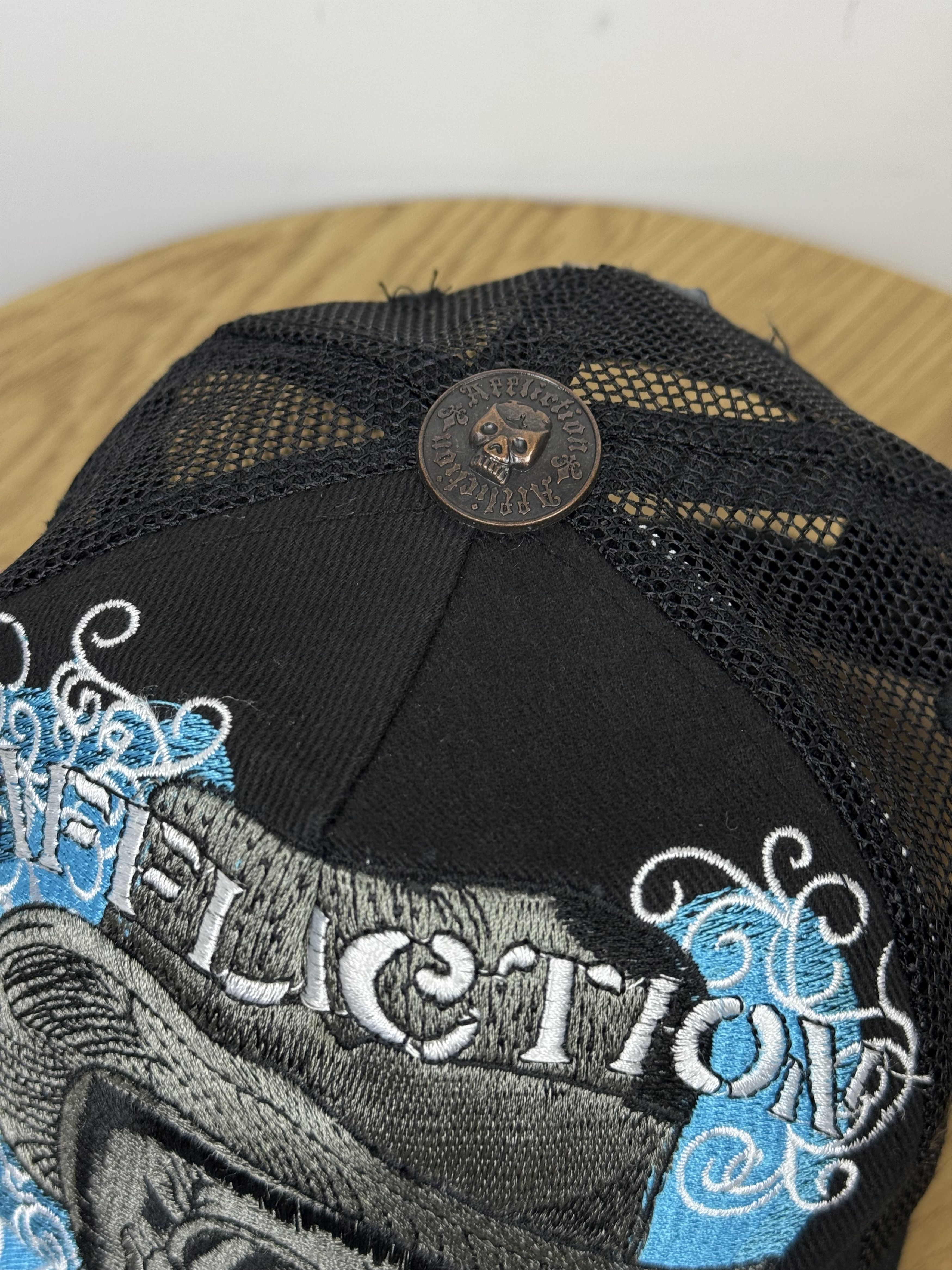 Affliction Affliction Skull Snapback Trucker Black Blue Mesh Hat Cap Size ONE SIZE - 7 Thumbnail