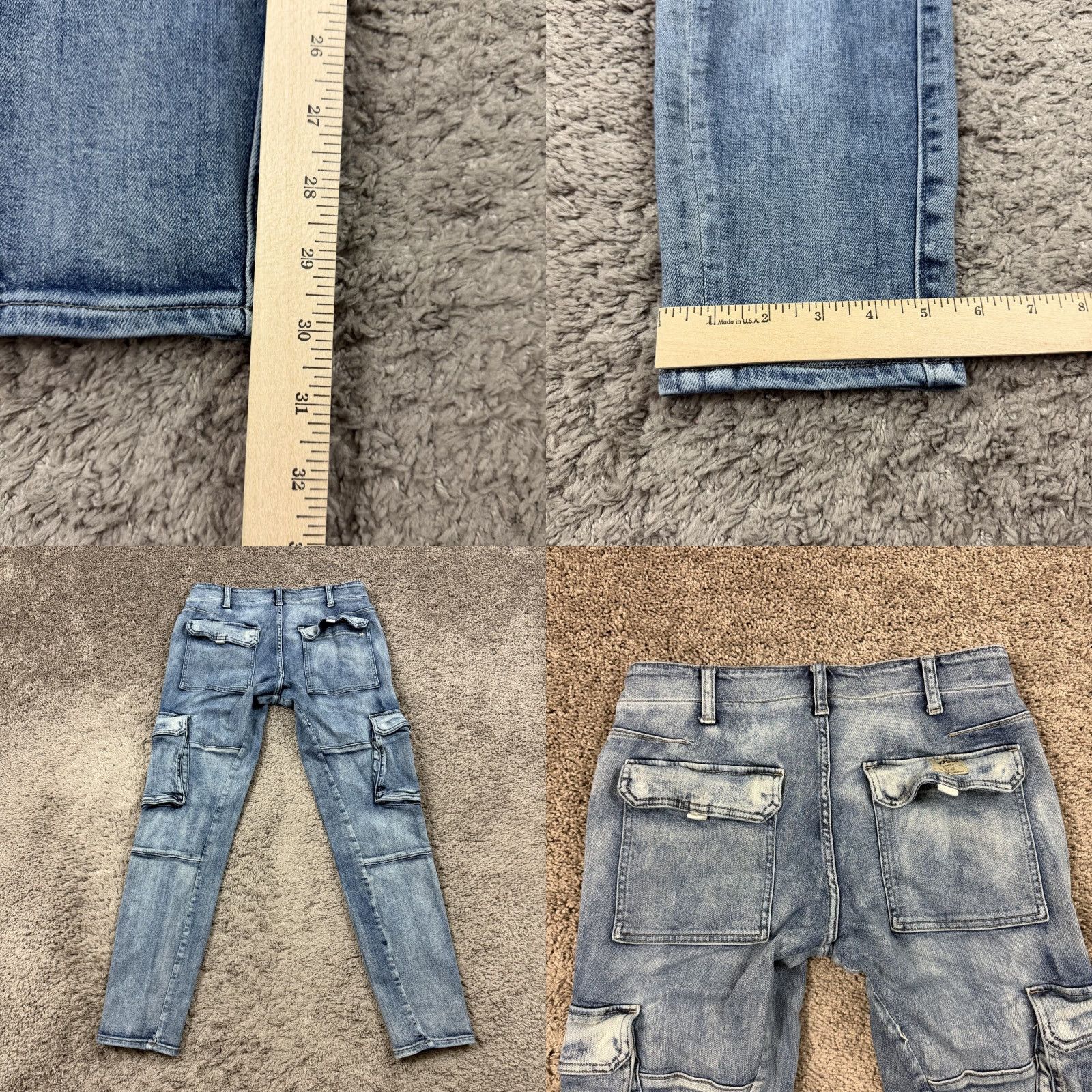 Hudson Jeans Mens 30 Skinny Cargo Light Stone Wash Stretch Denim Streetwear