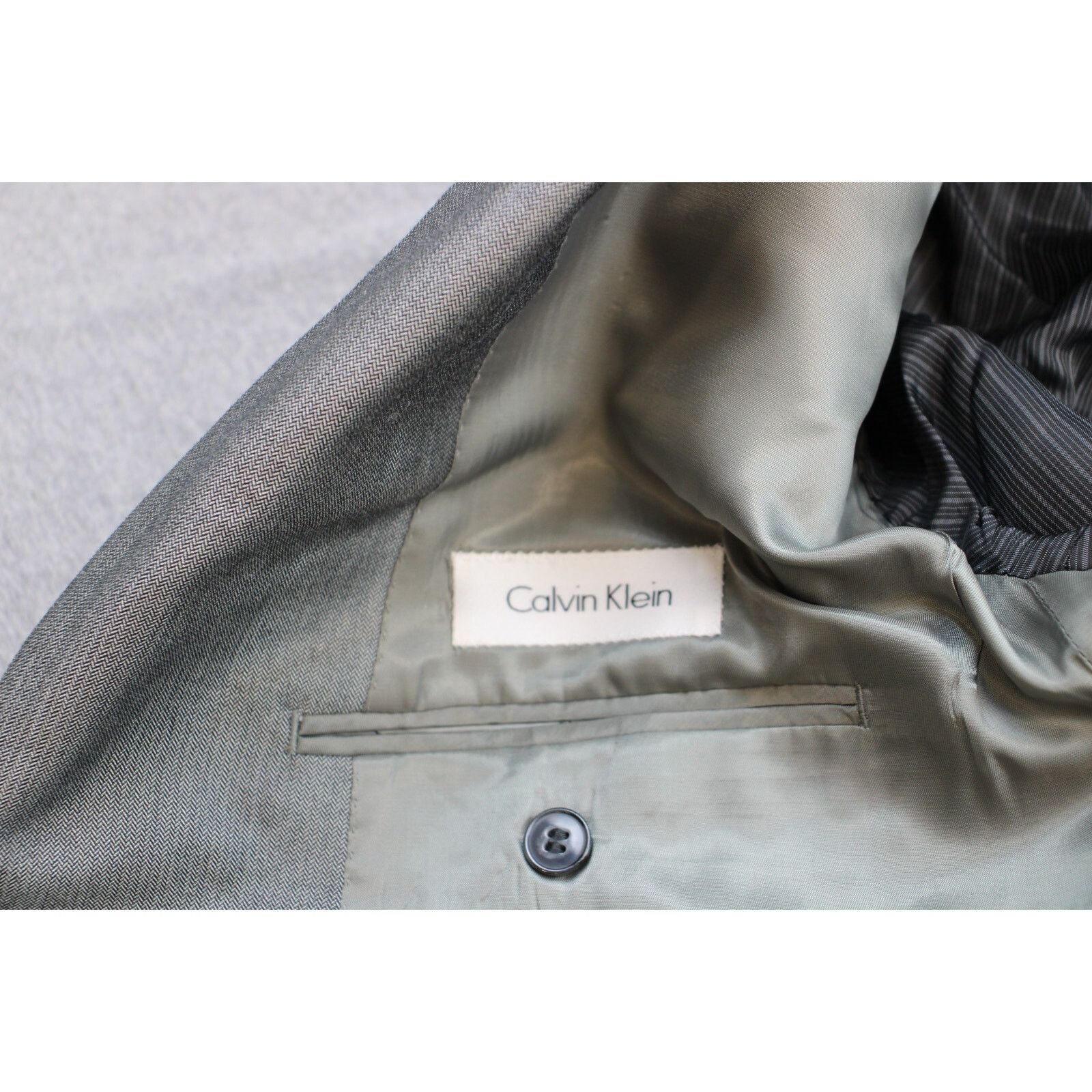 Calvin Klein Calvin Klein Blazer Mens 44R Gray Lined 2 Button Notch Size 44R - 6 Thumbnail