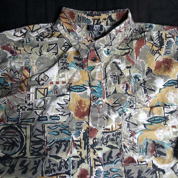 Other Vintage Box Men's Club Abstract Geometric Hawaiian Shirt Size US XL / EU 56 / 4 - 1 Thumbnail