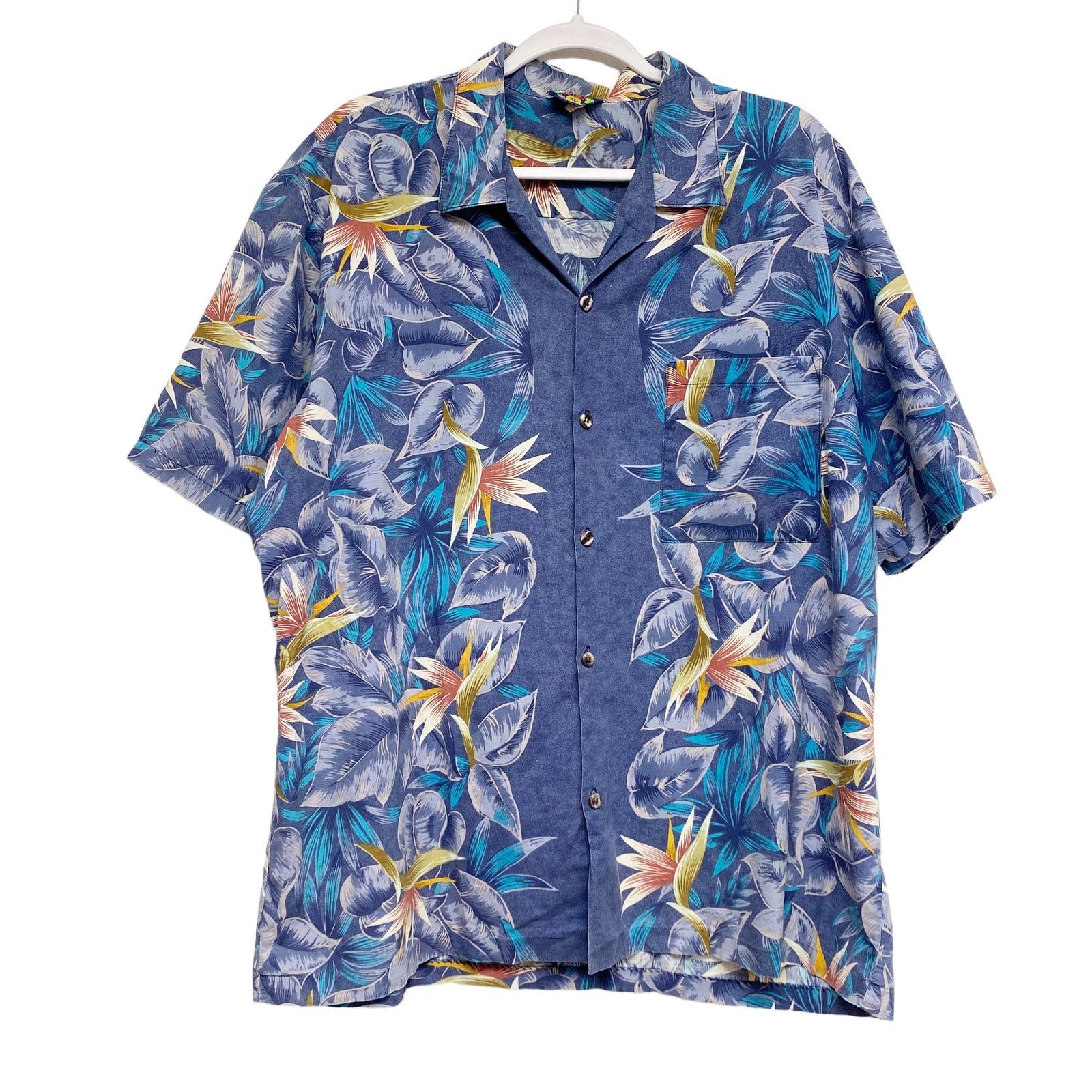 Other Vintage Hawaii Blues Tropical Floral Short Sleeve Button Up Size US XL / EU 56 / 4 - 1 Thumbnail
