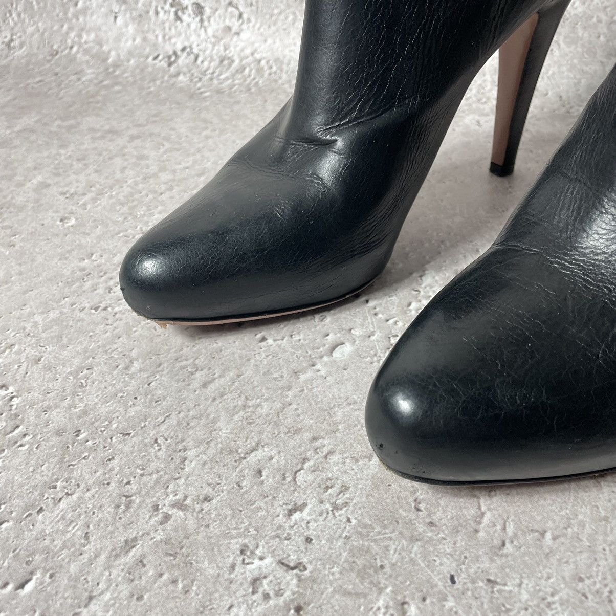 Prada × Vintage Prada Black Leather Ankle Boots sz 40 Size US 10 / IT 40 - 3 Thumbnail
