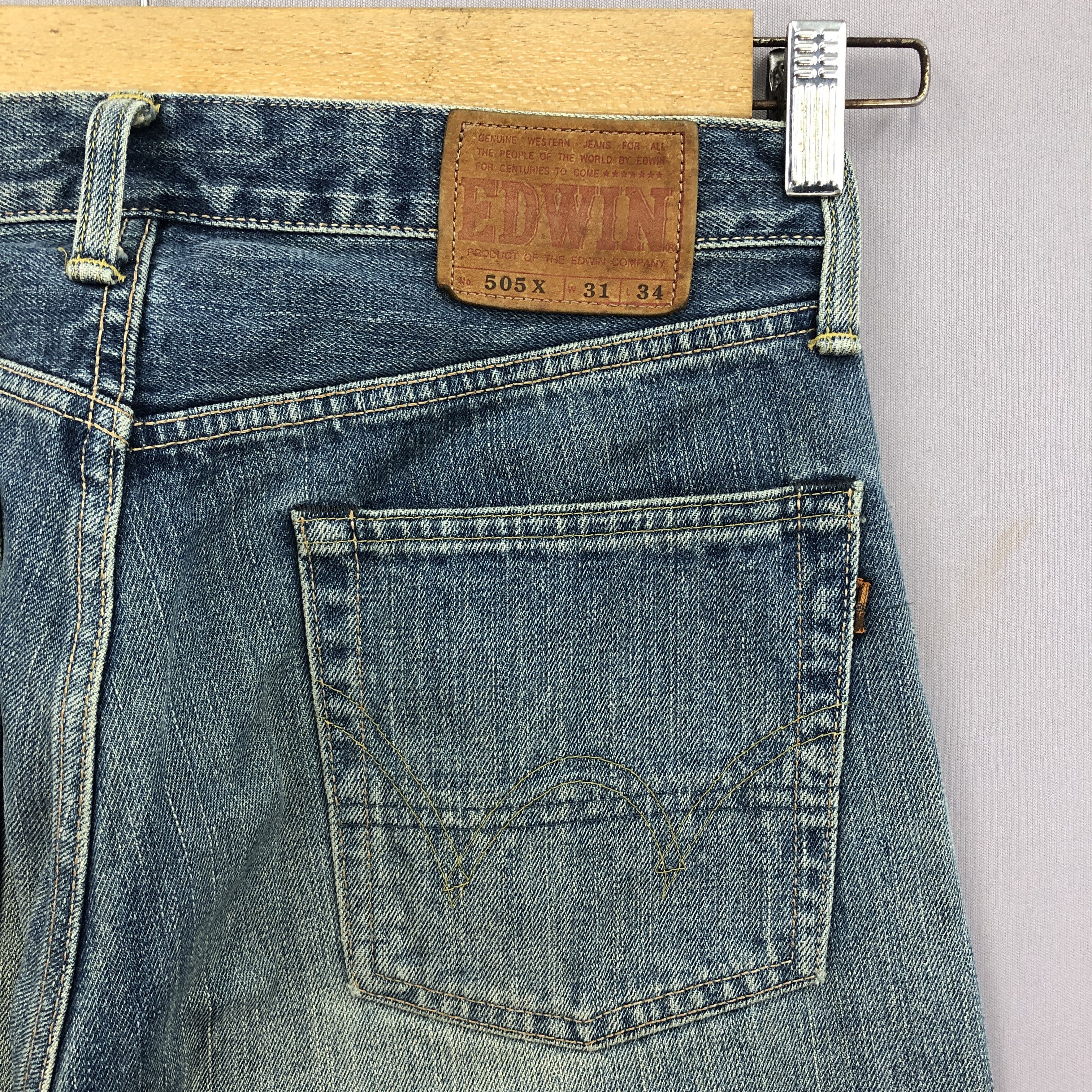 Japanese Brand Vintage Edwin 505x Selvedge Jeans 90s Mud Wash Faded Denim Size US 30 / EU 46 - 5 Thumbnail