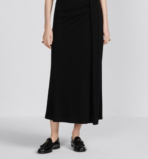 Dior o1bcso1str0226 341J45 Long Draped Skirt in Black Size 30" / US 8 / IT 44 - 4 Thumbnail