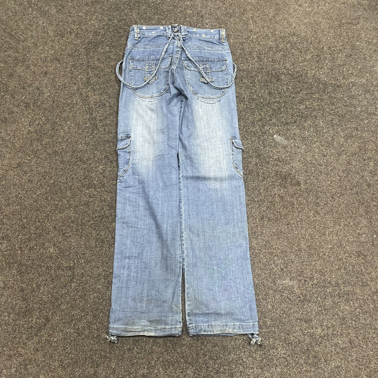 Vintage Y2K Baggy Cargo Denim Jeans Faded Blue Distressed W34 Grunge Size 28" / US 6 / IT 42 - 2 Thumbnail