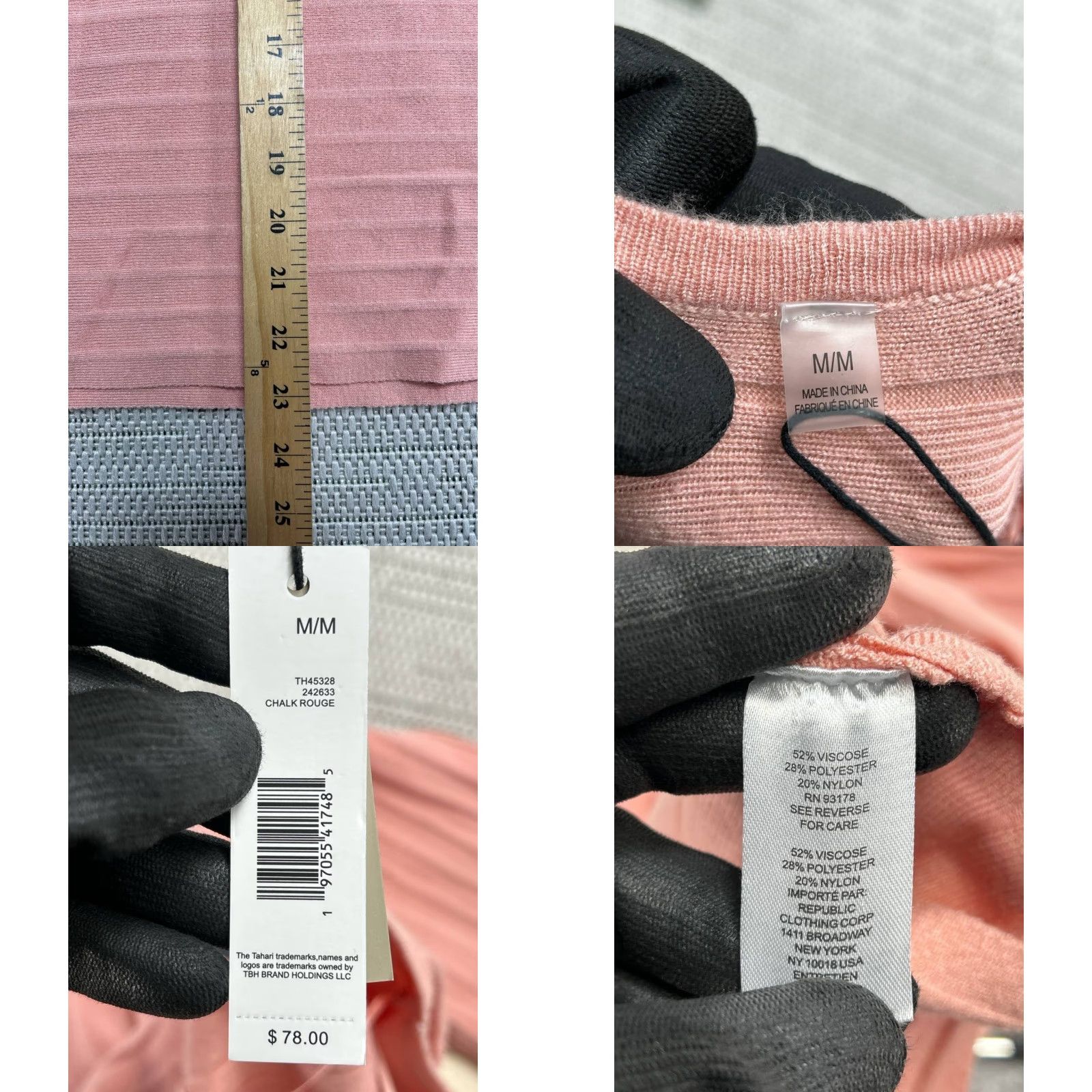 Vintage Tahari Sweater Womens Medium Pink Viscose Blend KnIT Boat Neck Casual Pullover Knit Dolman Sleeve Long Sleeve Size M / US 6-8 / IT 42-44 - 8 Thumbnail