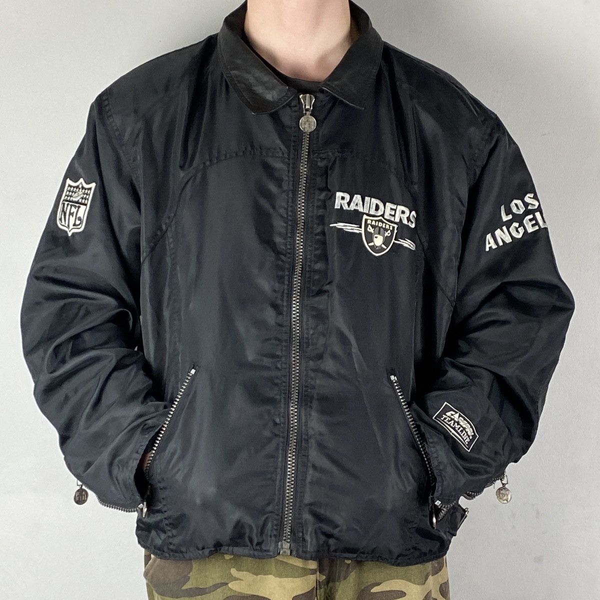 image of Nfl x Oakland Raiders Raiders Los Angeles Vintage Korean Jacket in Black, Men's (Size Medium)