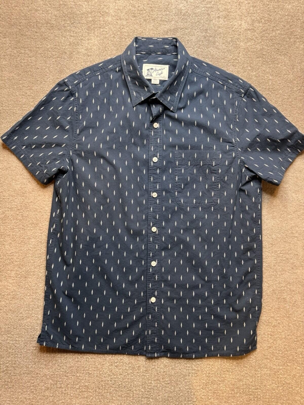 American Eagle Outfitters American Eagle Men's Med Navy AOP SS Shirt [726] Size US M / EU 48-50 / 2 - 2 Thumbnail