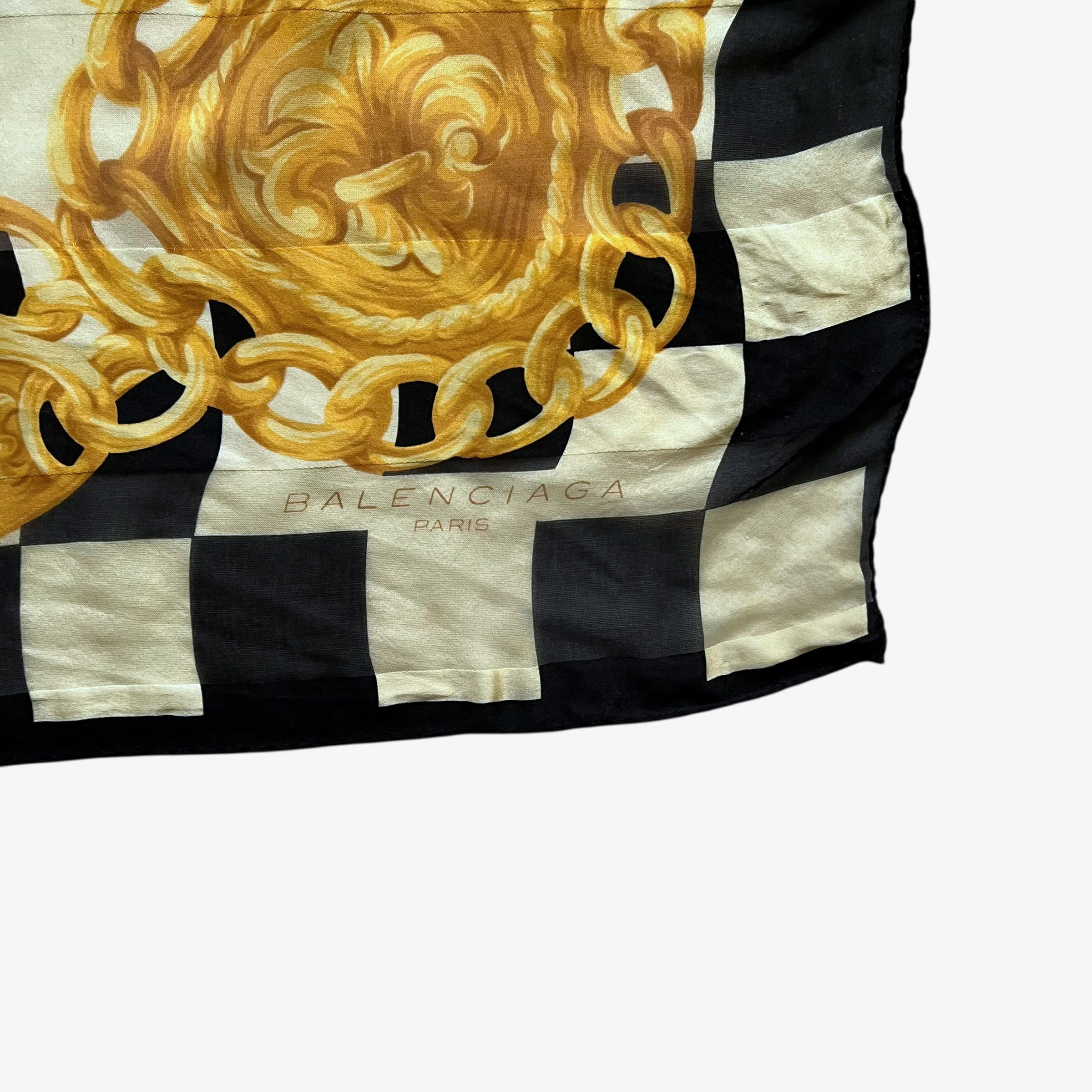 Balenciaga Vintage 90s Balenciaga Chain Medallion Checkered Silk Scarf Size ONE SIZE - 2 Thumbnail