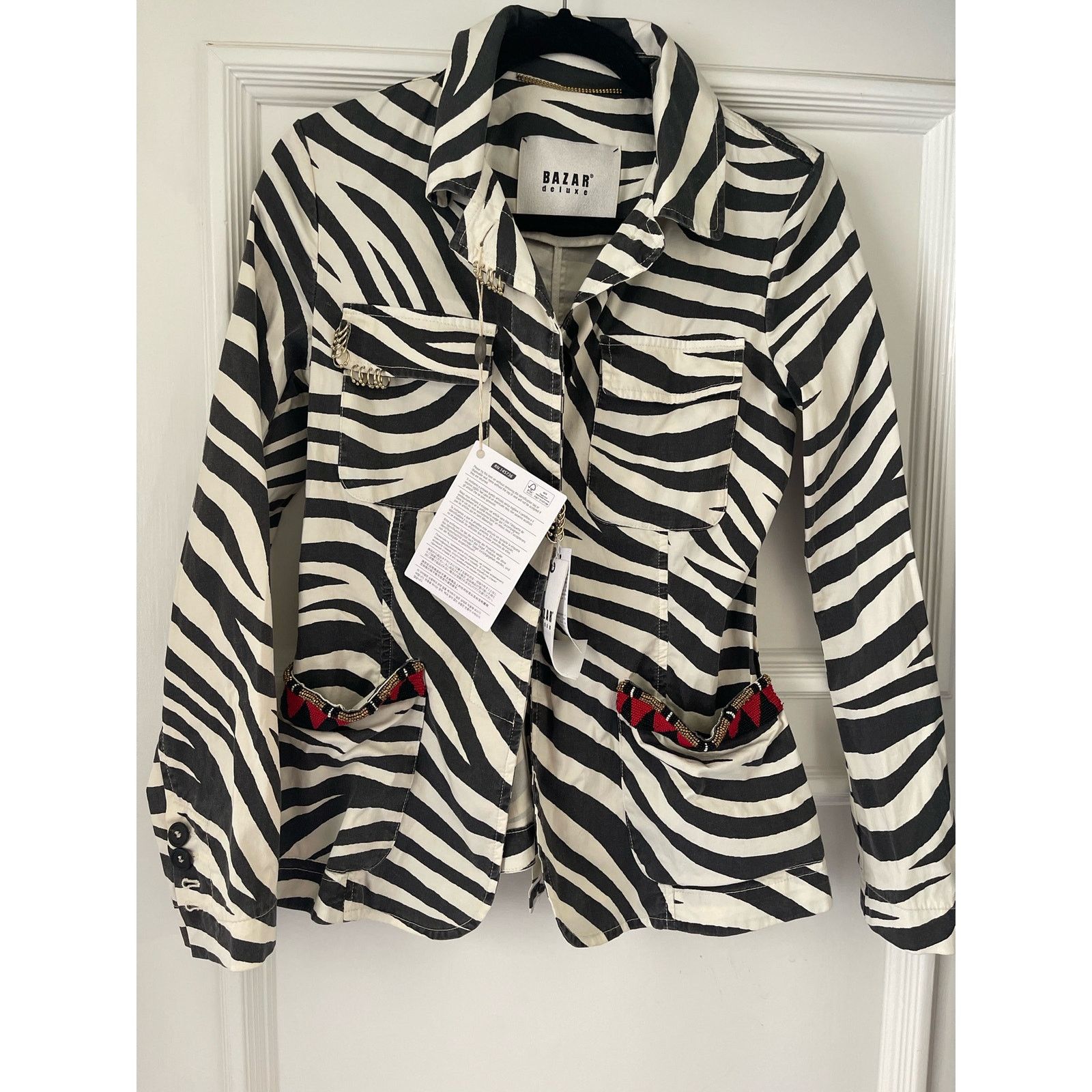 Other Bazar Deluxe, Zebra Print Blazer, NWT, Size 40 Size S / US 4 / IT 40 - 3 Thumbnail