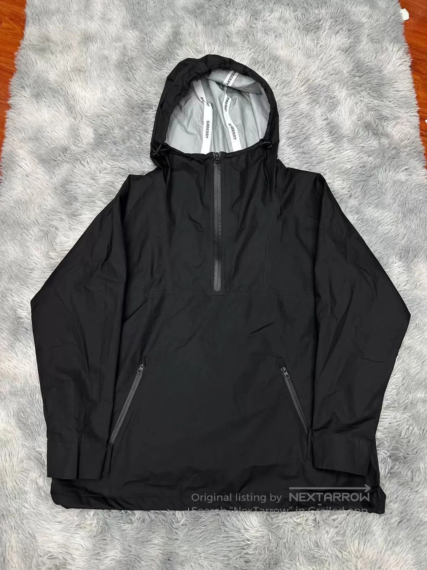Burberry Black Hooded Light Jacket with Zip Pockets . Size US S / EU 44-46 / 1 - 1 Thumbnail