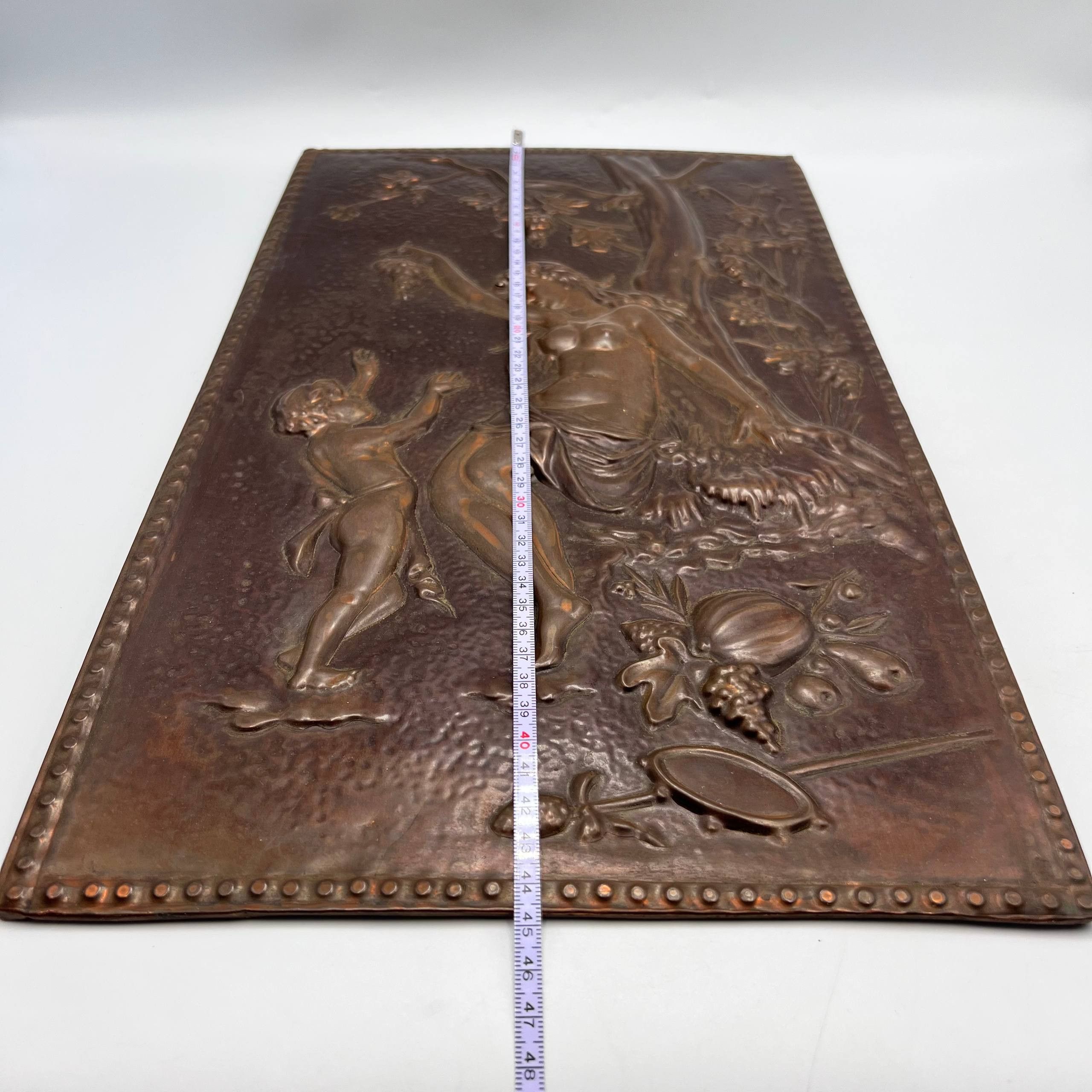 Vintage Copper Relief Wall Plaque Venus Harvest Scene