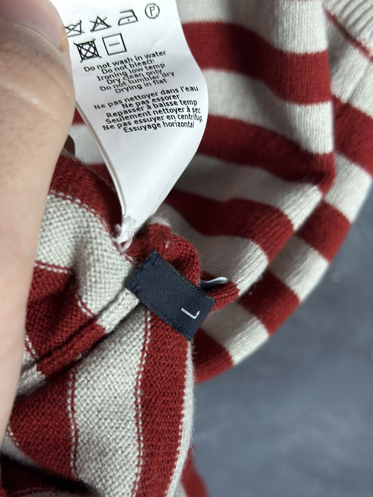 Jil Sander Jil Sander Navy Striped Scoop Neck Luxury Size L / US 10 / IT 46 - 11 Thumbnail